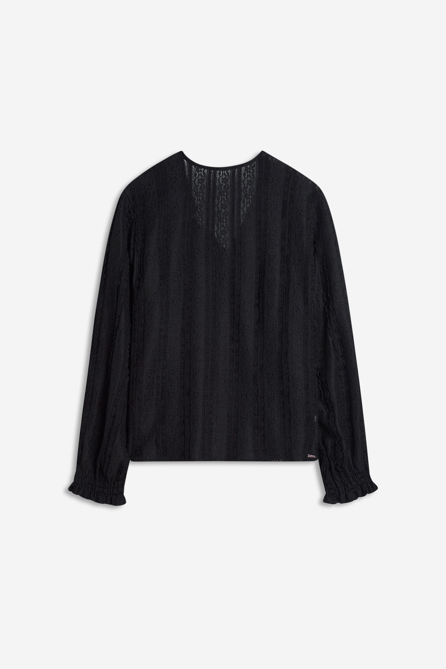 lace blouse, schwarzes oberteil, langarm, rundhals, Spitzenstoff