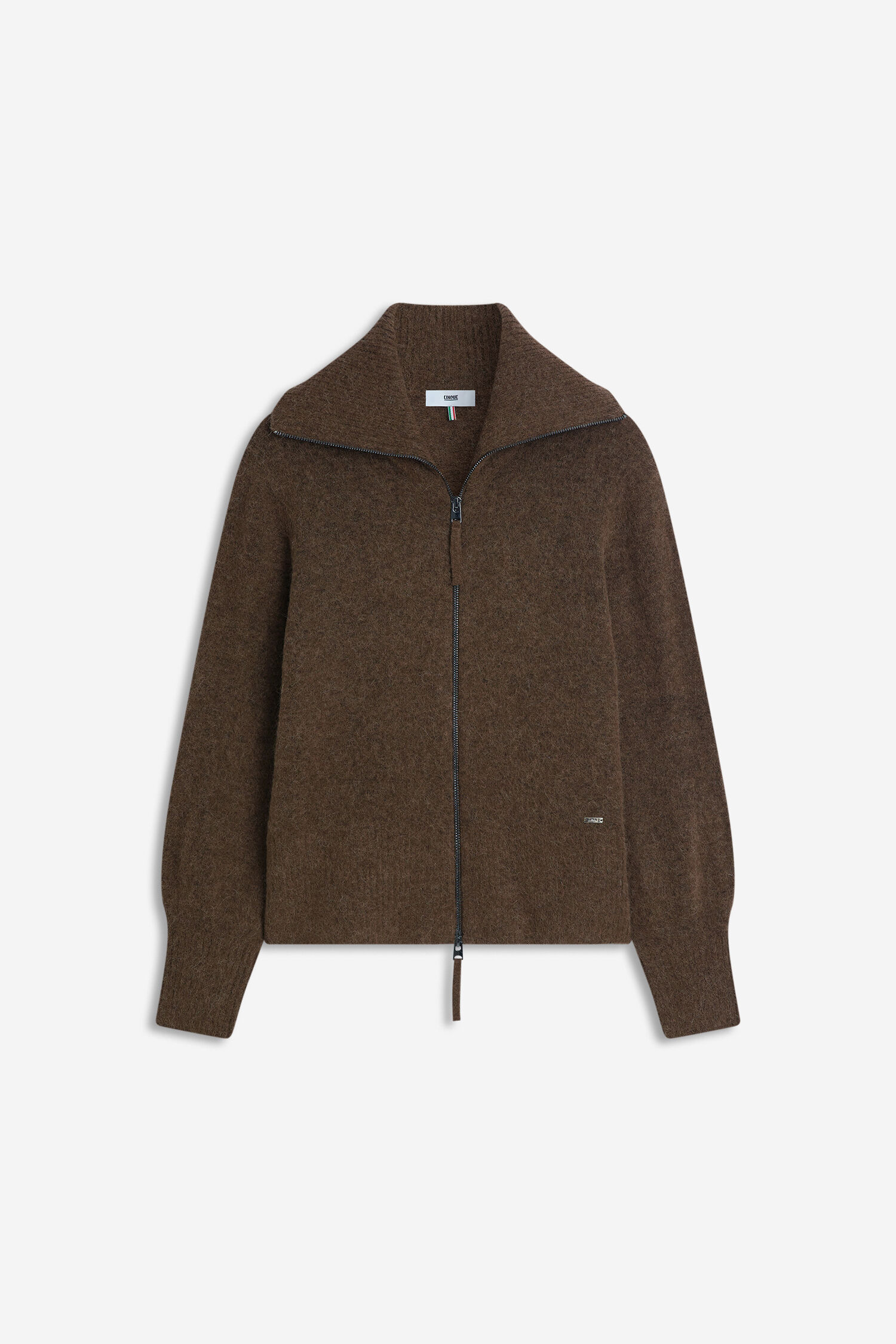 jacke, zip, braun, kragen-zip, reissverschluss
