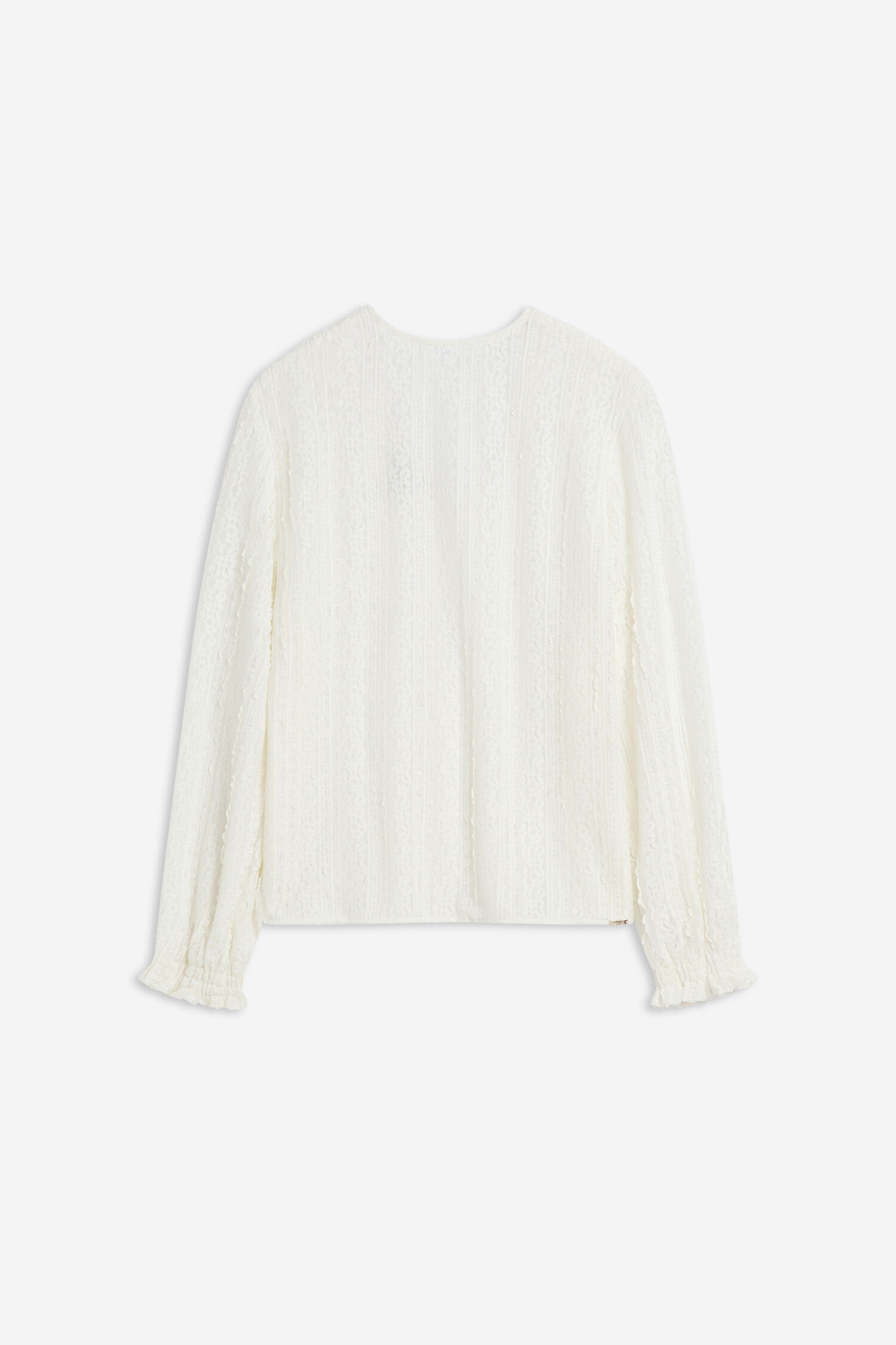 Strickpullover, Kragenlos, Weiß, Langarm, Kabelstruktur