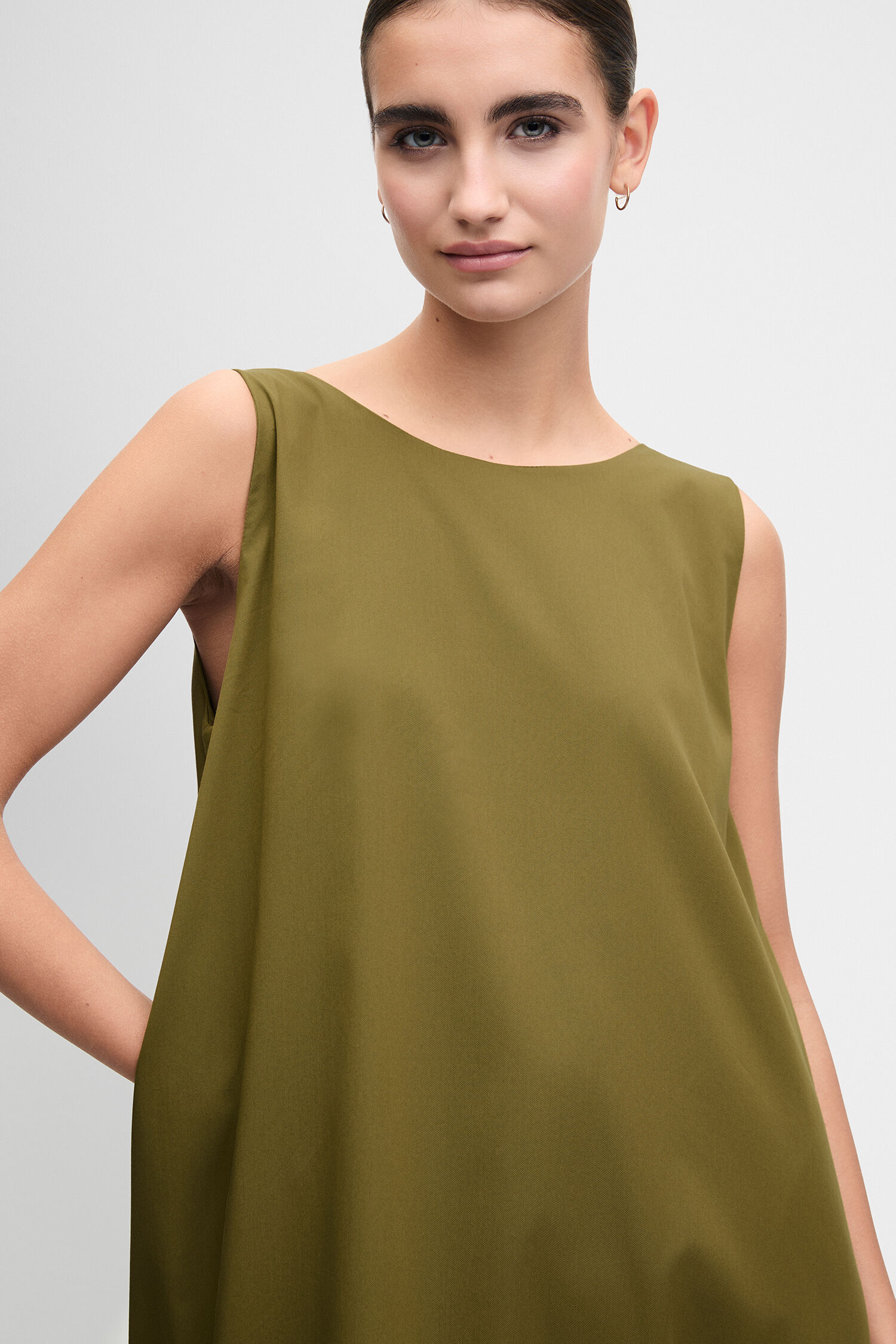 Mantel, Tanktop, Ärmellos, Olive, Farbton-oliv
