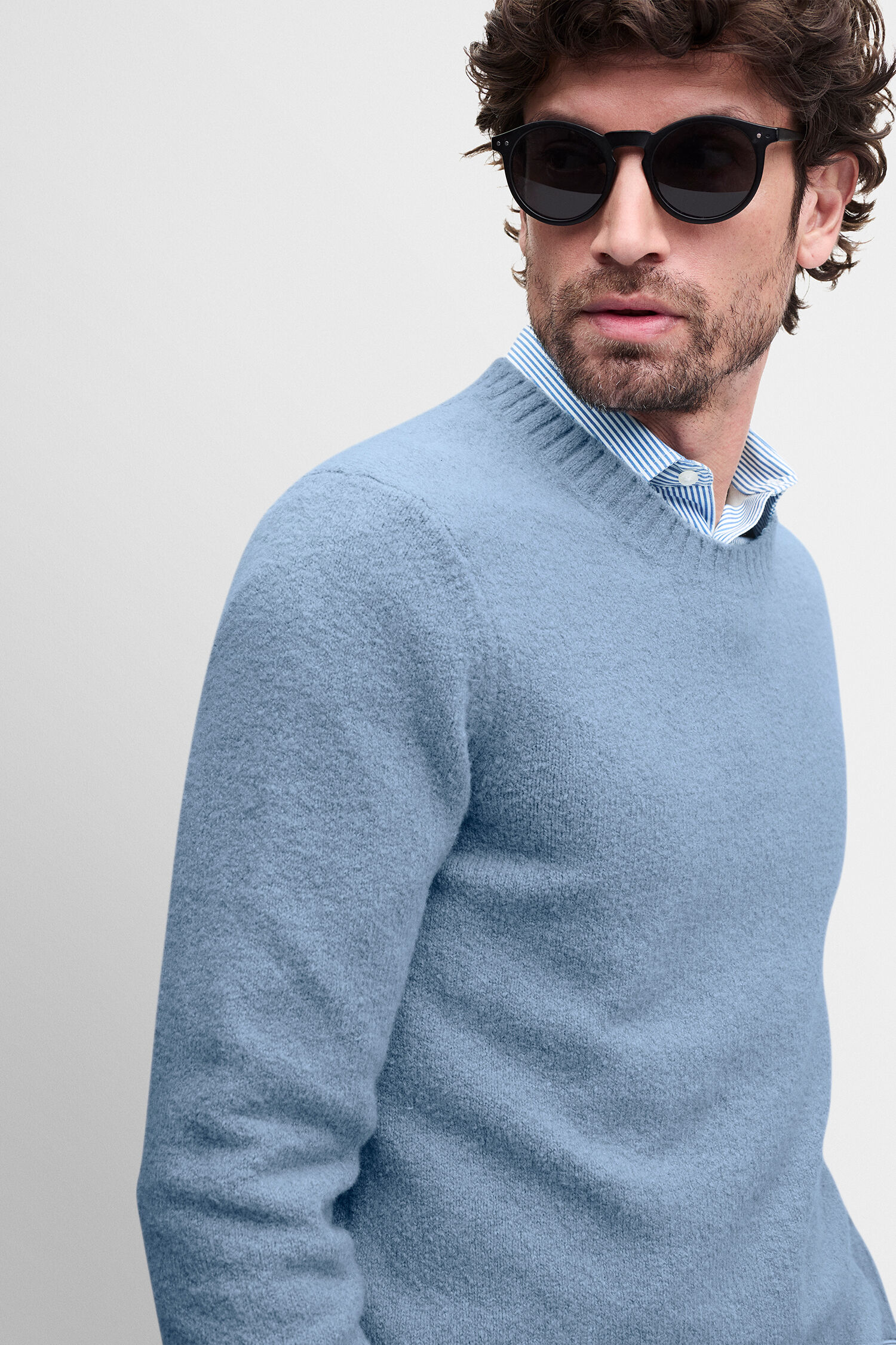 Pullover, Strickpullover, Rundhalsausschnitt, Blau, Kleidung