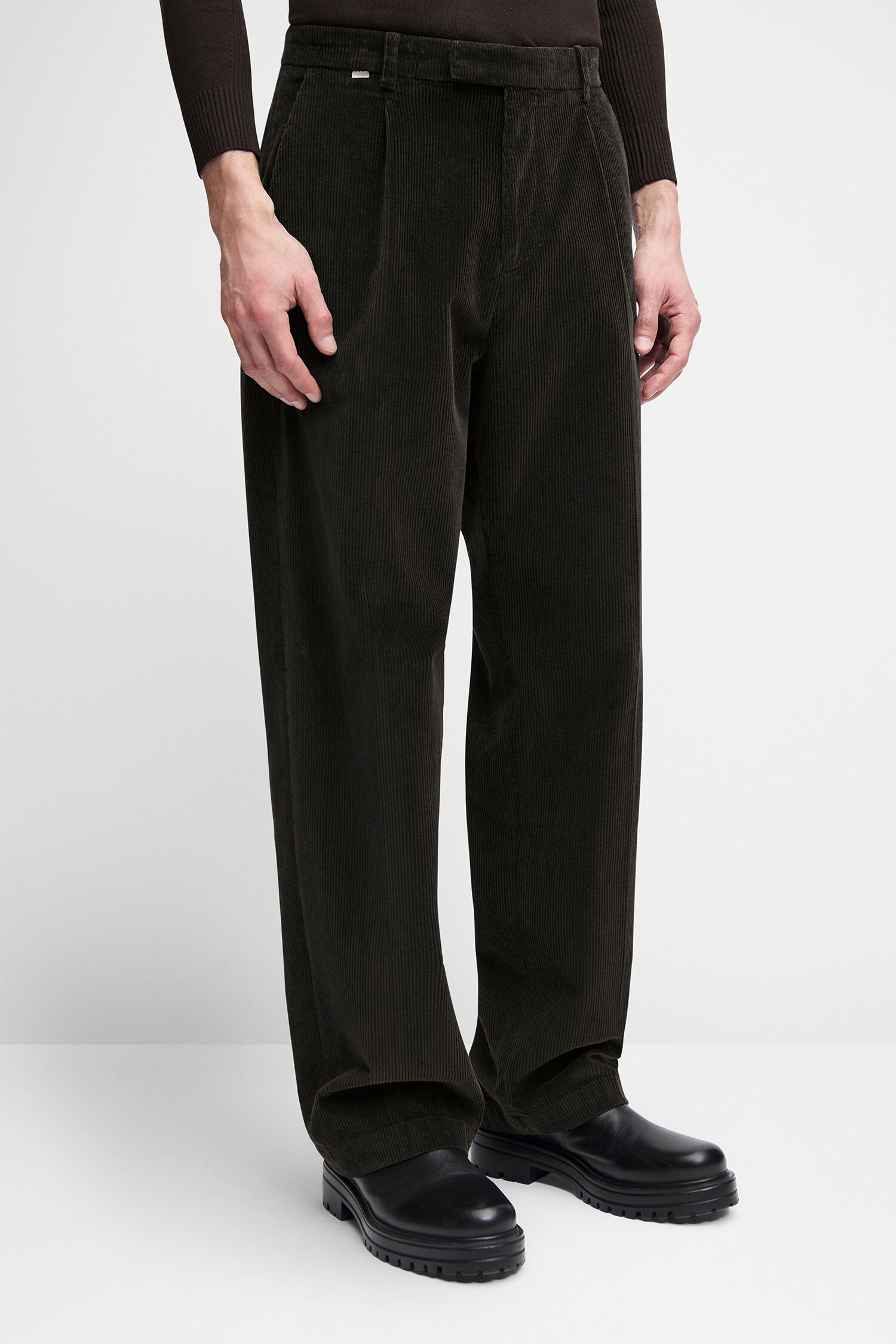 Corduroy, Hose, dunkel, Weitbeinig, Stiefel