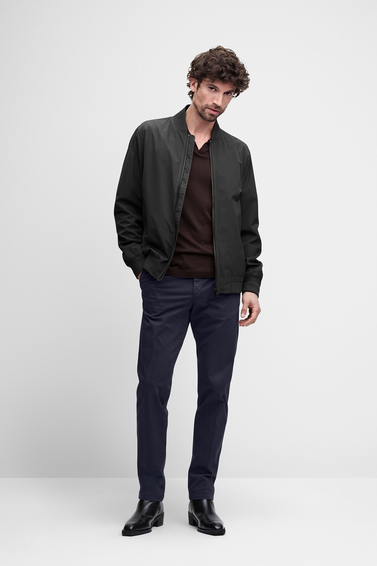 Bomberjacke, Männerjacke, Reißverschluss, Navy, Uni-Farbe