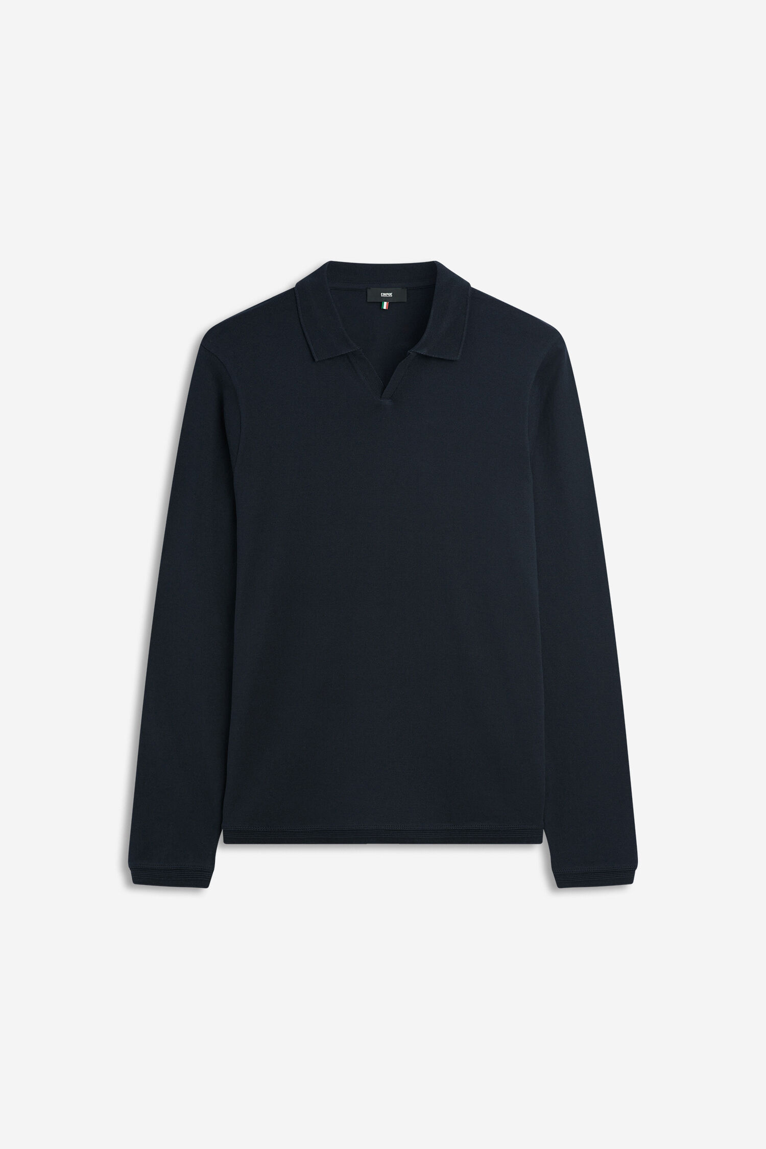 Herrenpullover, Polo-Pullover, Navy, Langarm, Kragen