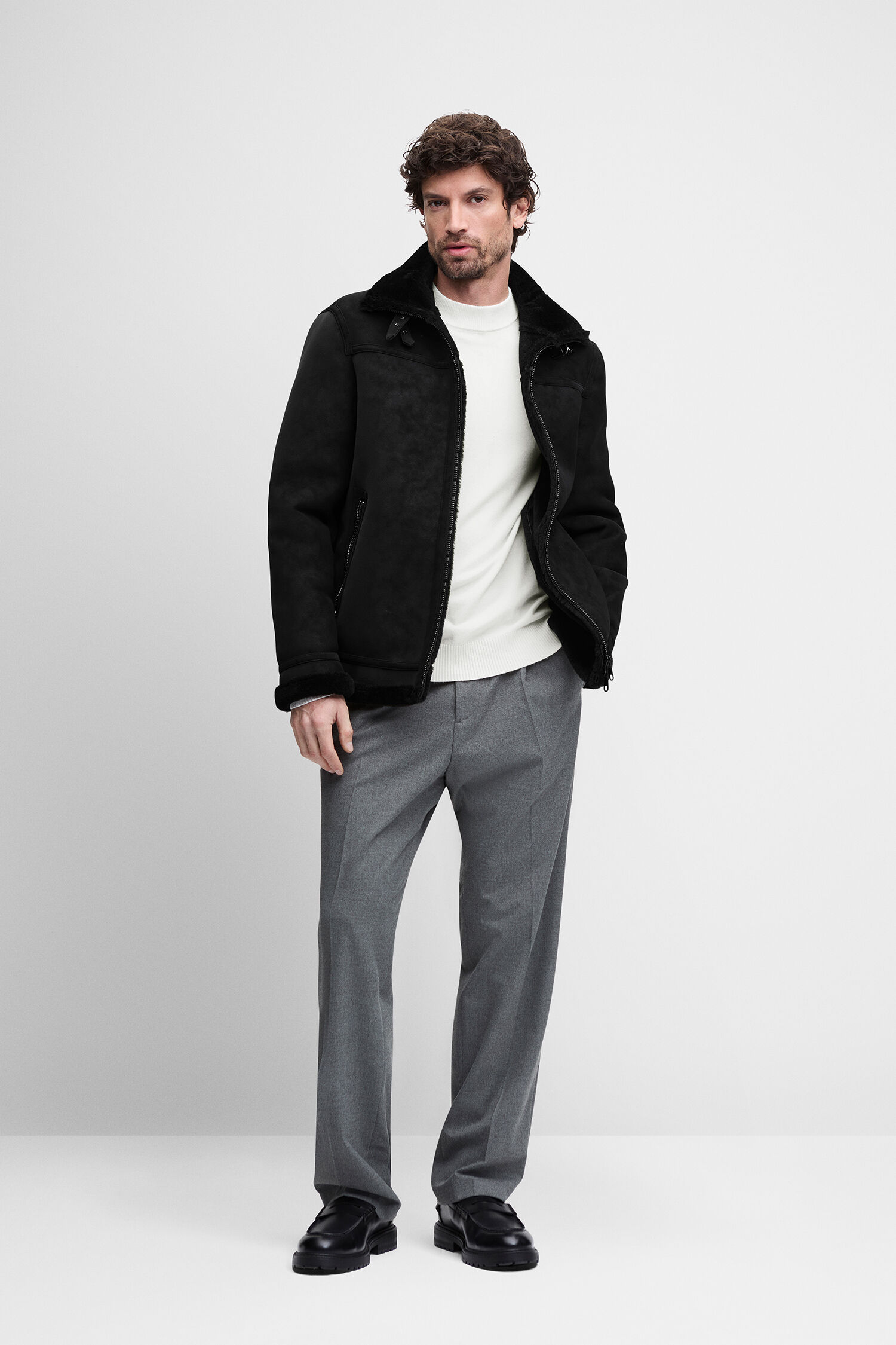 Mantel, Jacke, Pullover, Grau, Hose