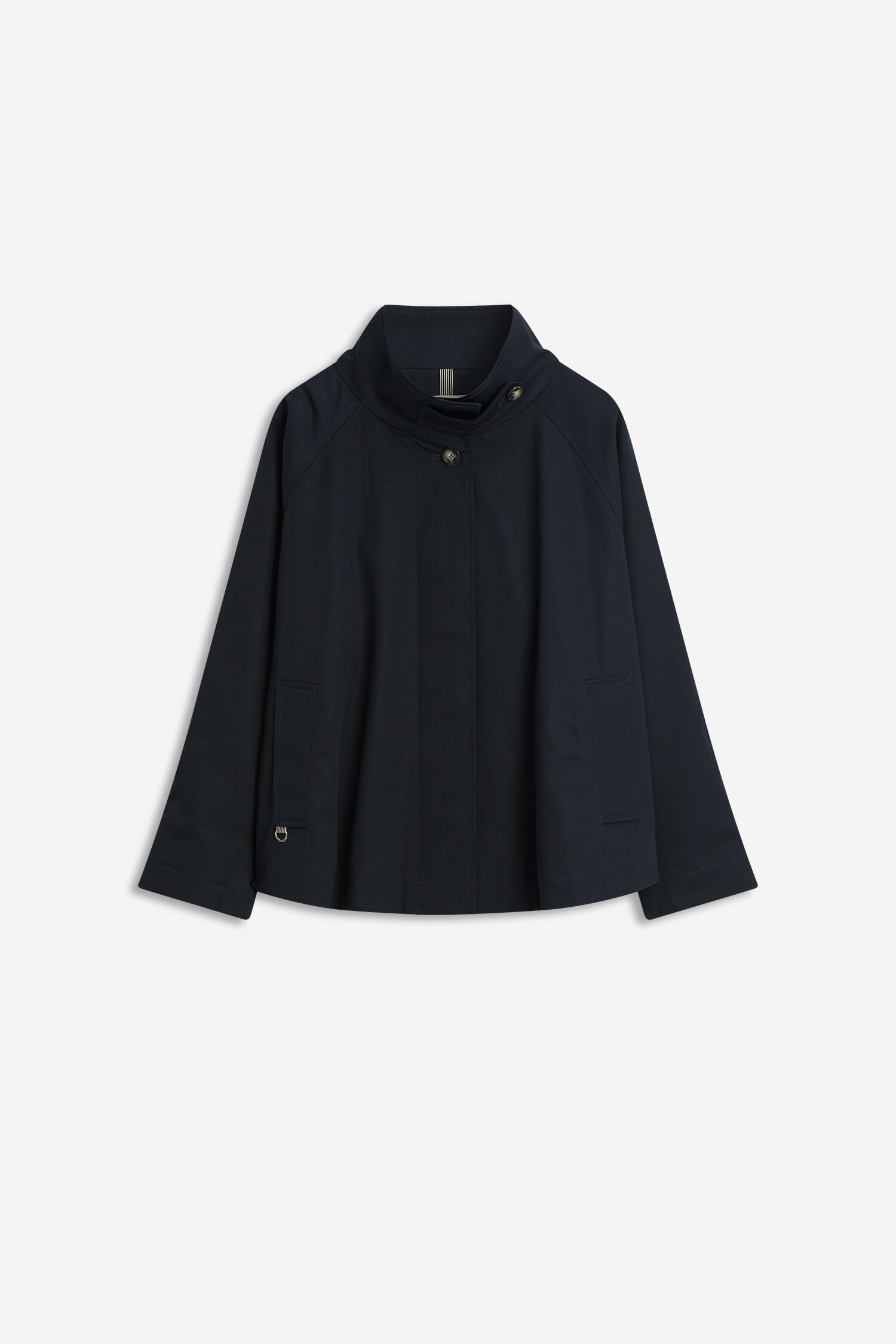 dunkelblauer Mantel, Jacke, Reißverschluss?, Kragen, Seitentaschen