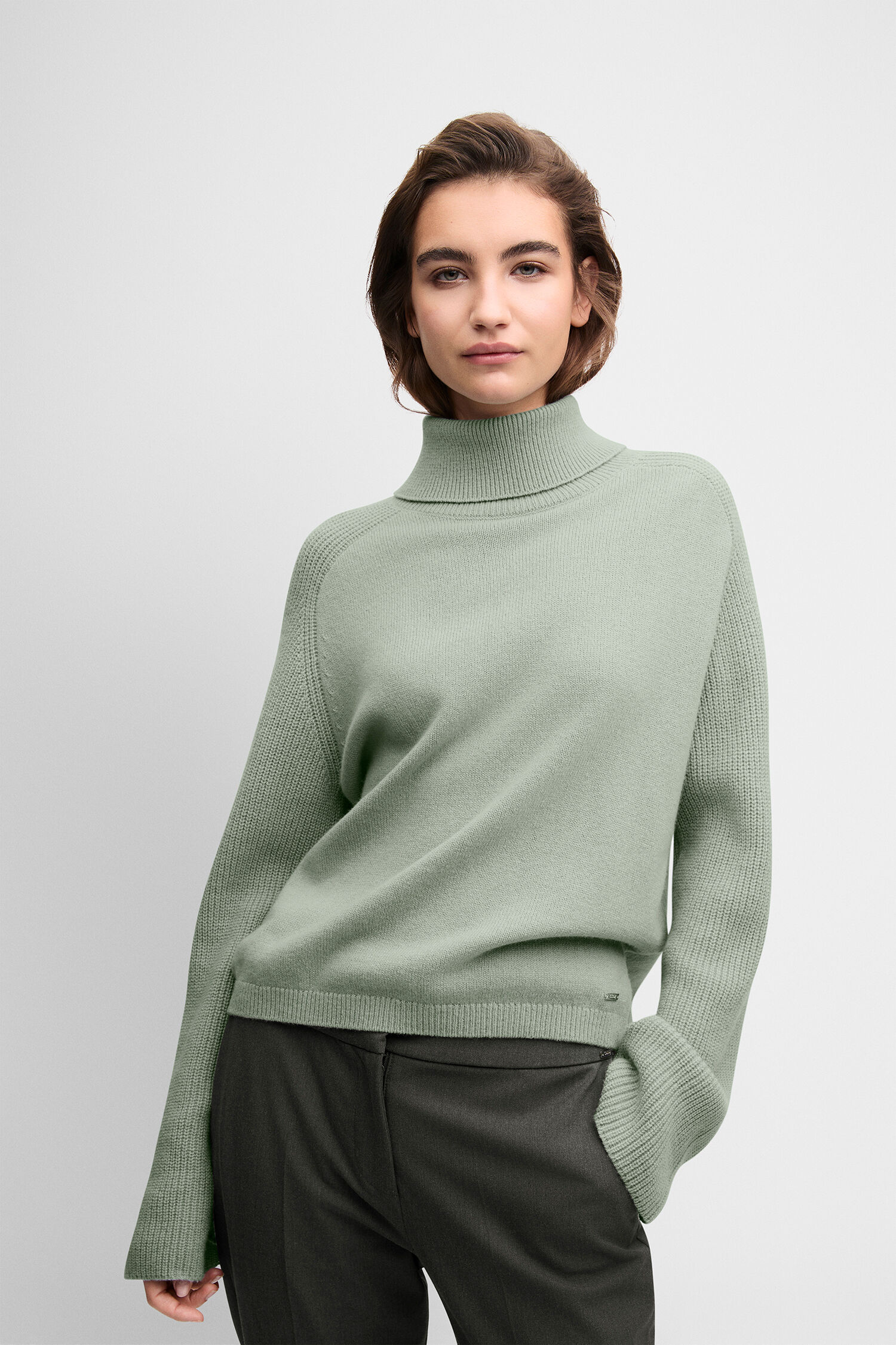 turtleneck, sweater, knit, mint grün, lange ärmel