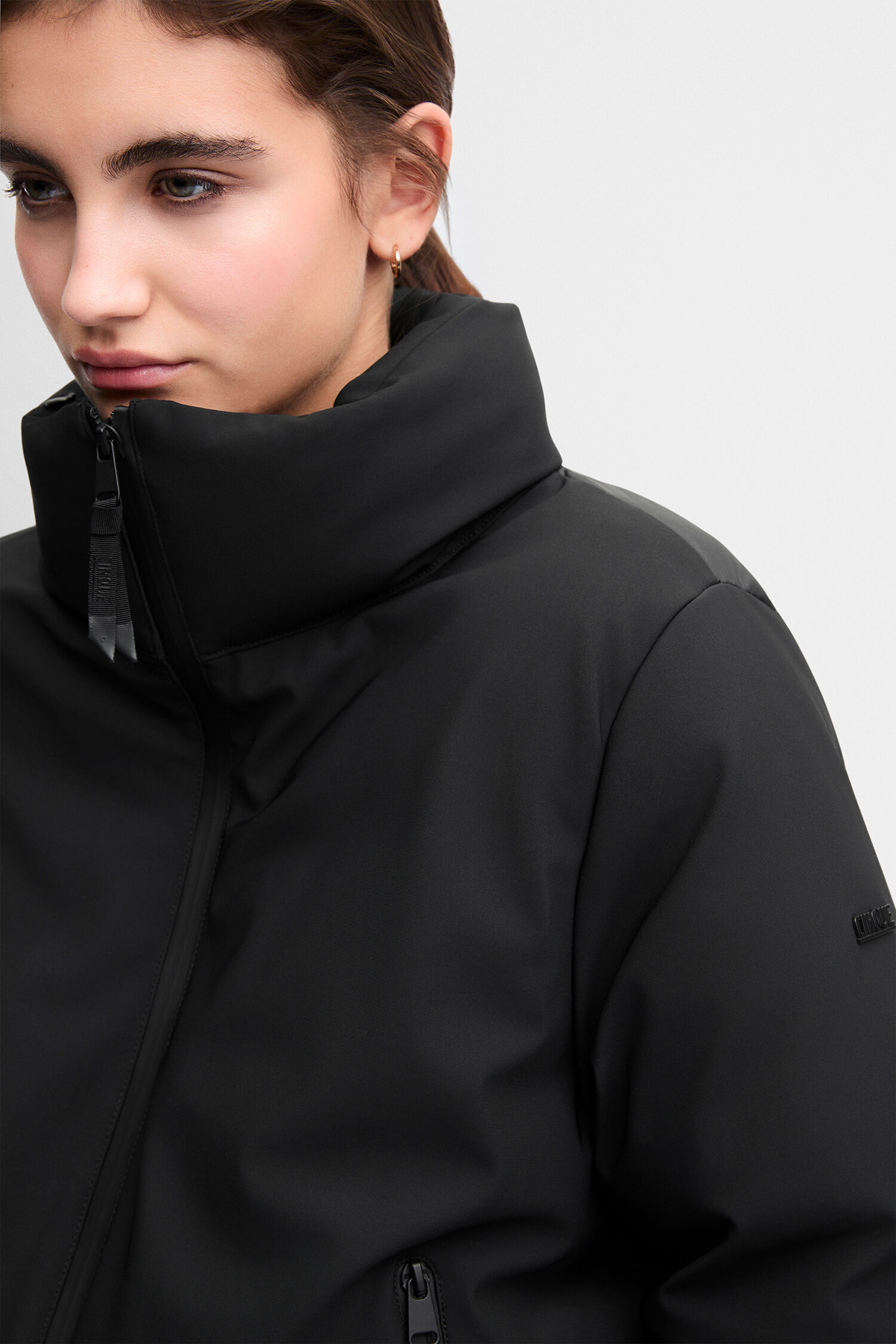 jacke, damenjacke, puffer, reissverschluss, schwarz