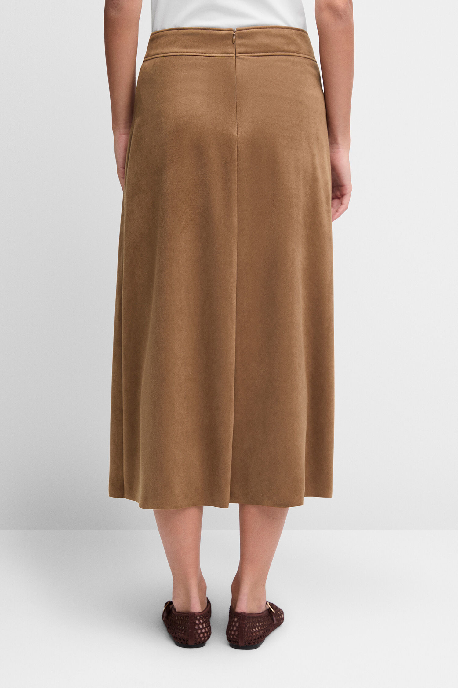 rock, maxi-skjørt, brun, corduroy?, midilengde