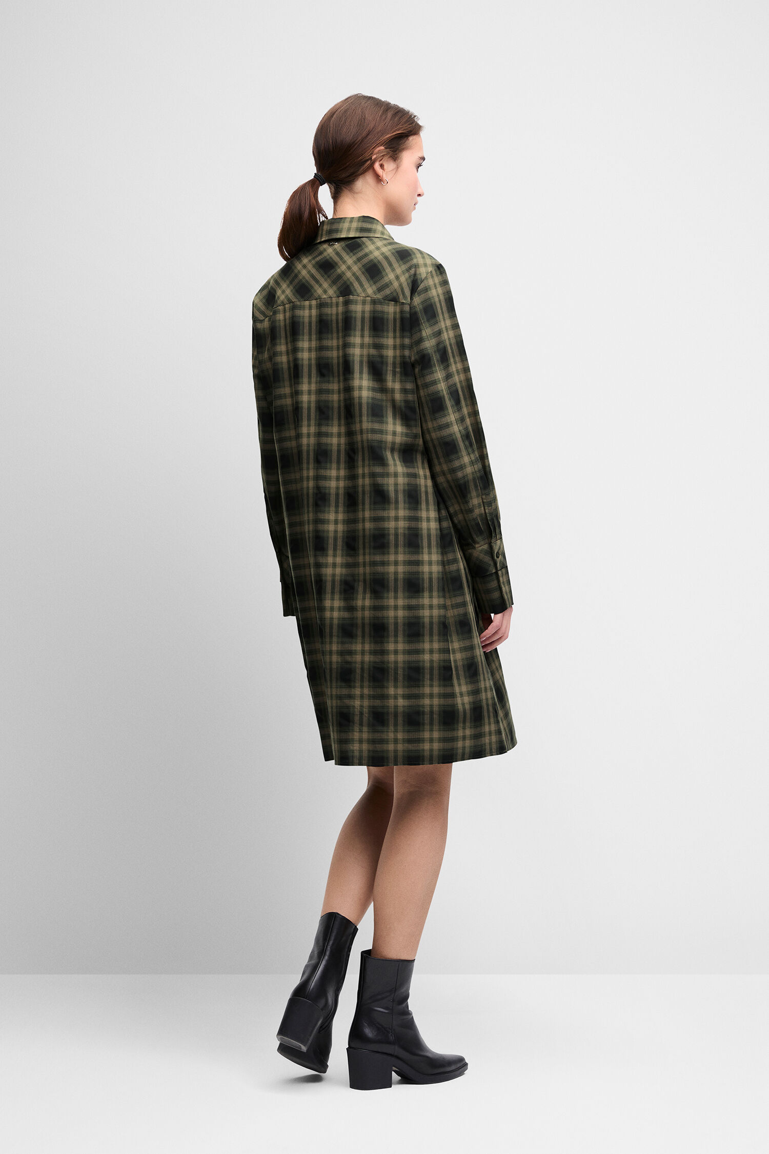 Overshirt, Plaid, Karo, Mantel-ähnlich, Knöchelhoch