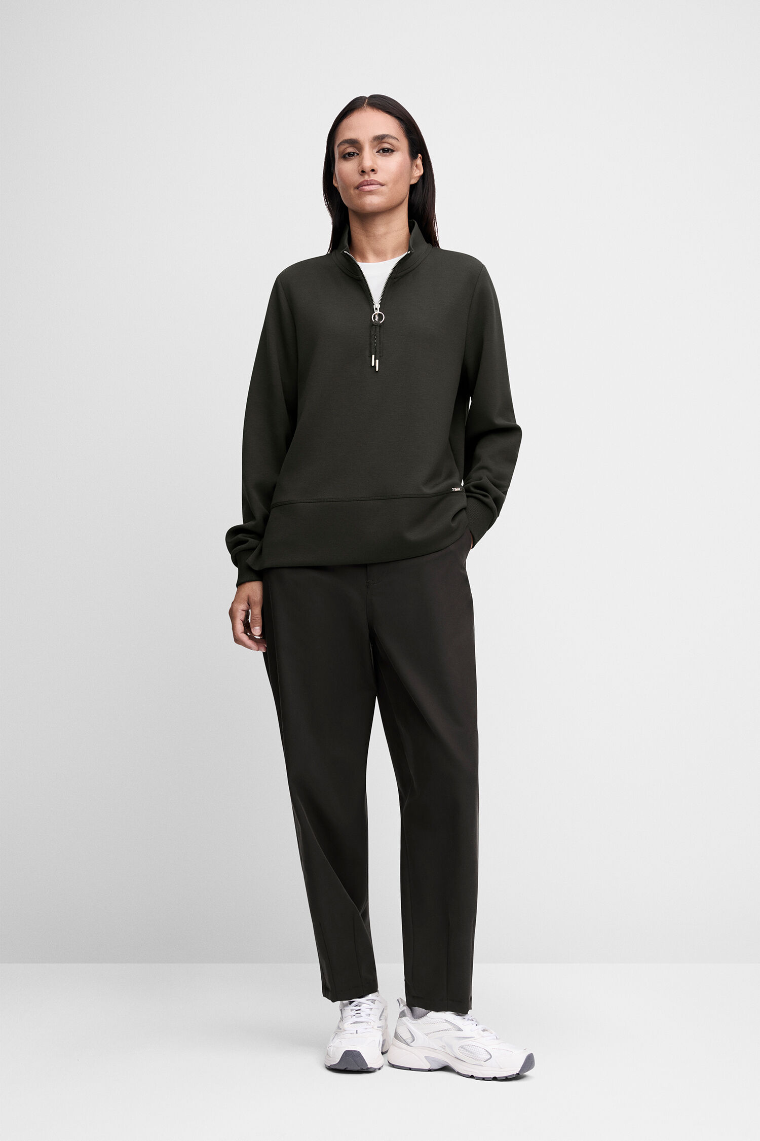Herrenpullover, Kapuzenpullover, Halbzipper, Dunkelgrün, Sweatpants