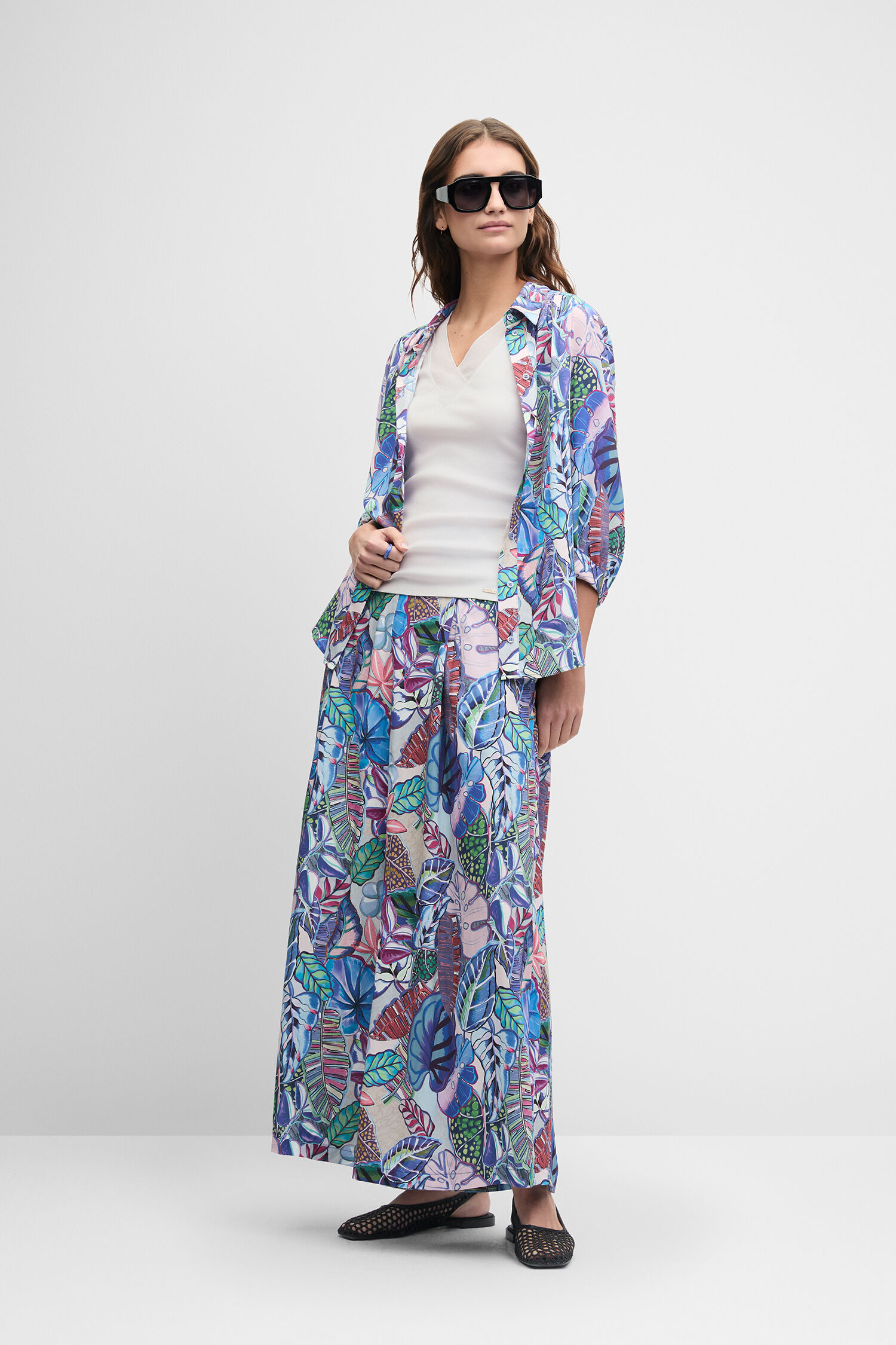 Hose, Maxi, Kleid, Blütenmuster, Lässig