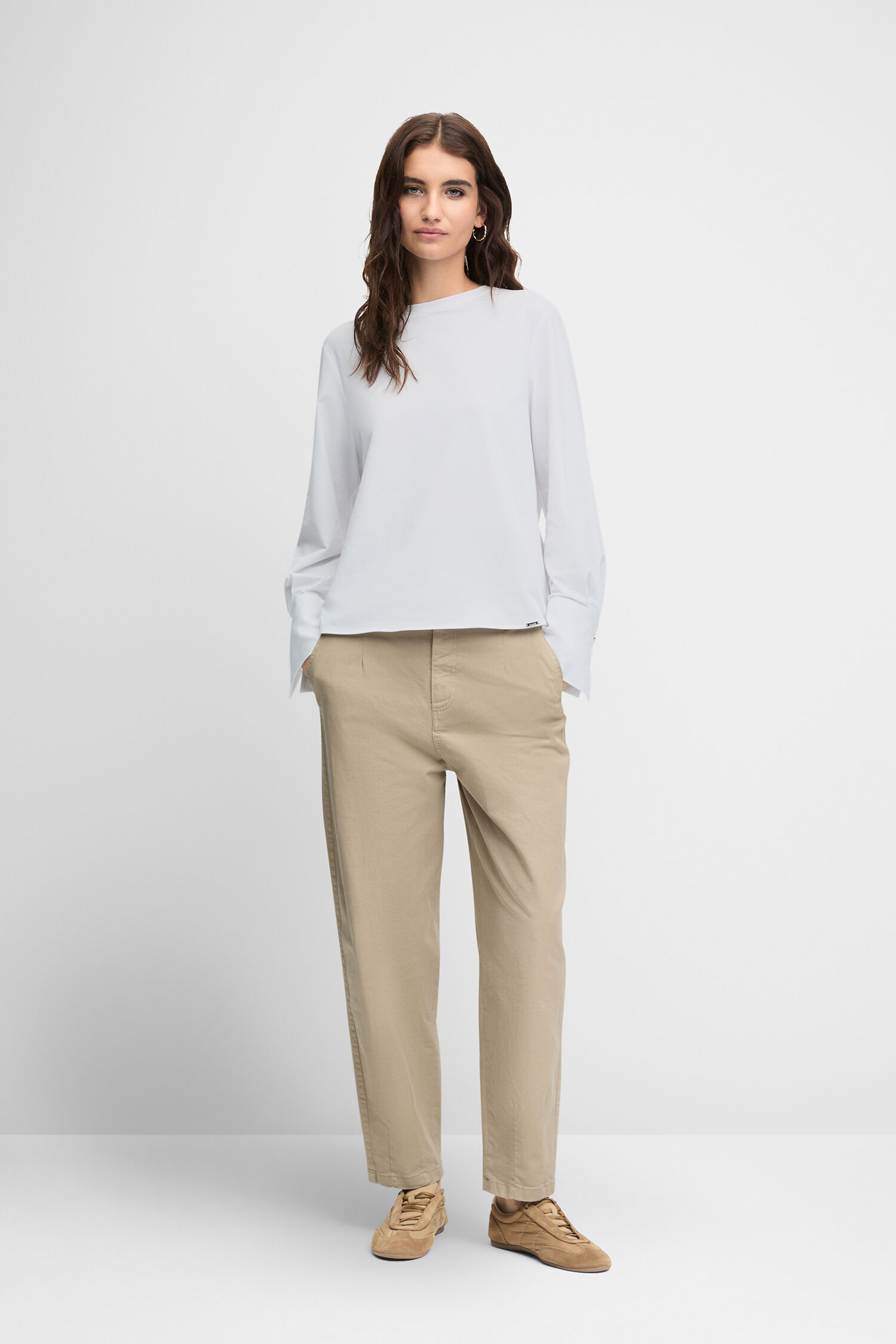 Bluse, Langarm, Hosen, Leinen, Person