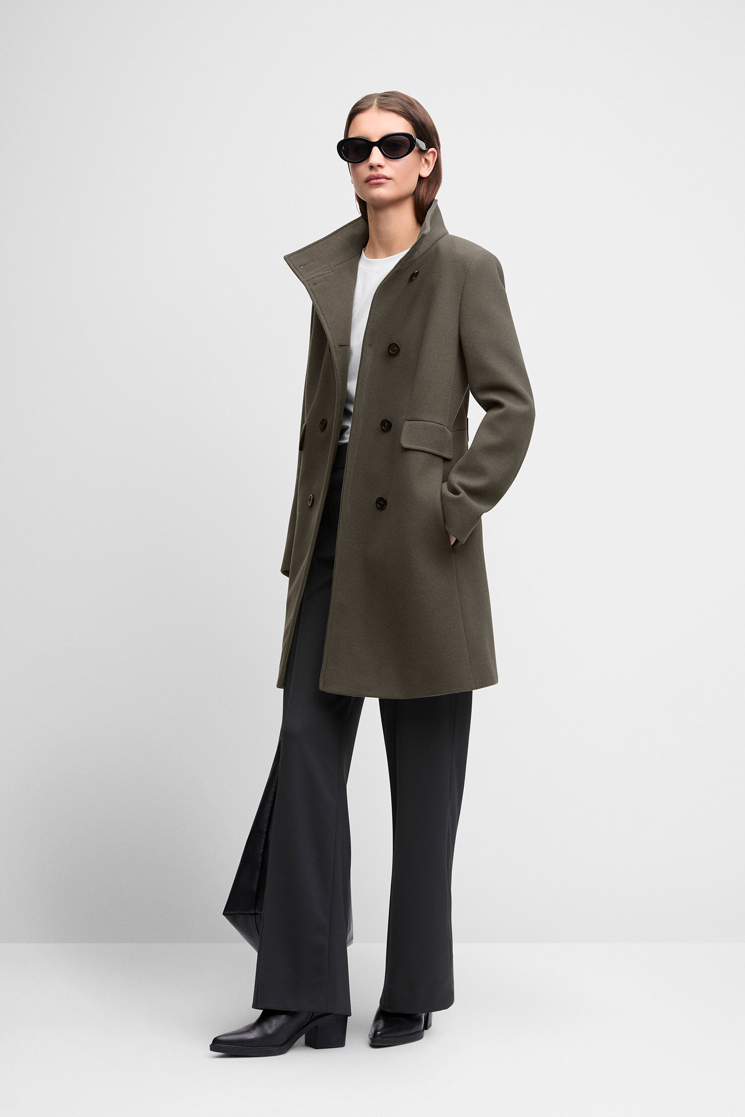 Mantel, Oversized, Knopfverschluss, Khaki, Filterhose
