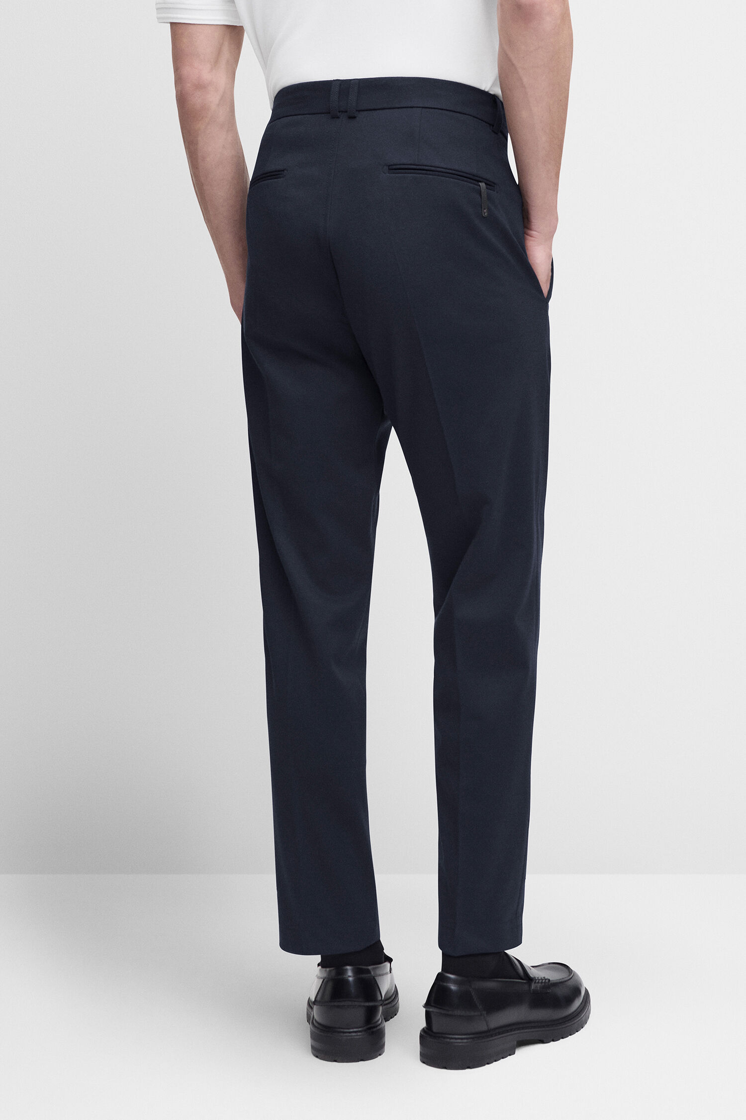 Hose, Navy, Klassisch, Anzughose, Hosenbund mit Gurtband