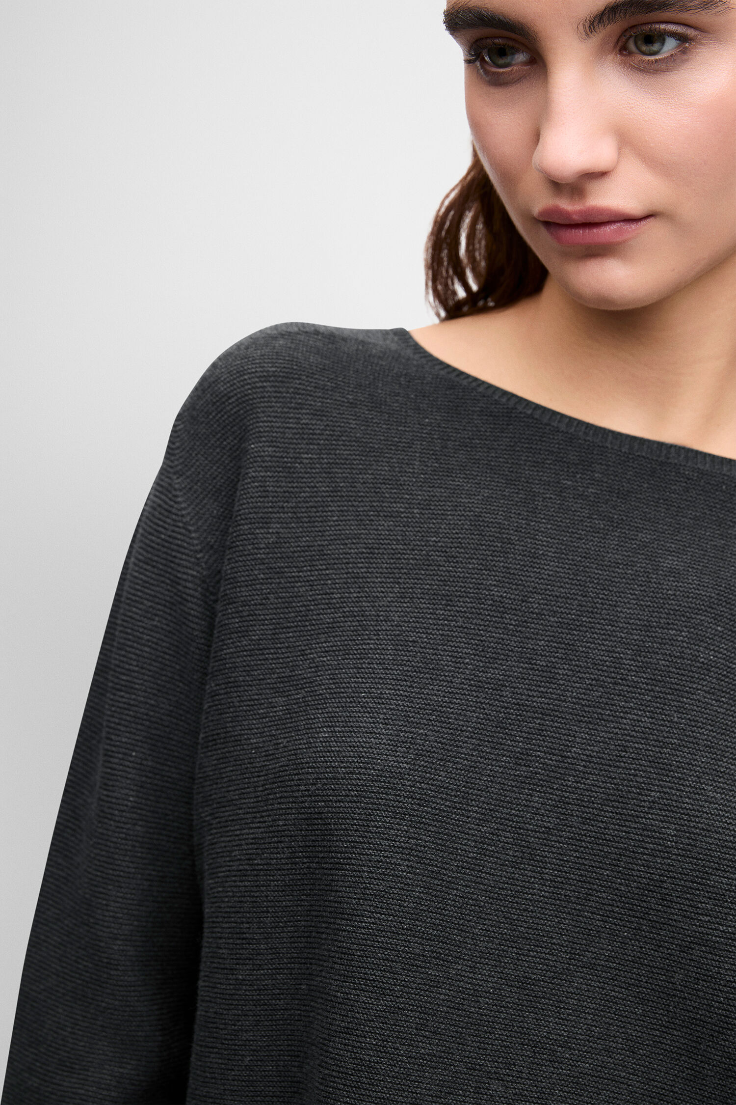 dunkelgrau, Kashmir, Pullover, Sweater, Langarm
