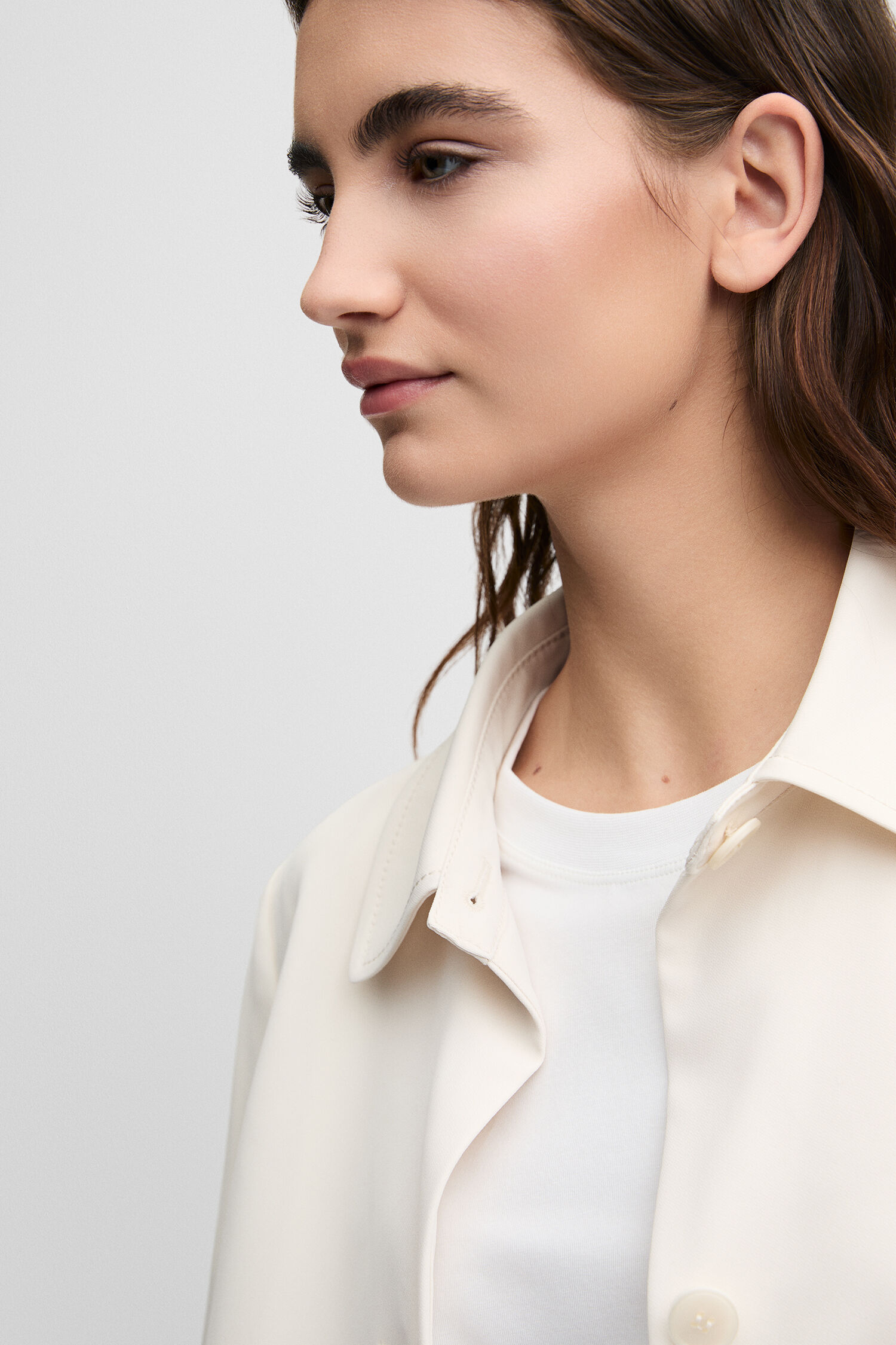 Jacket, Blazer, Cream color, Open front, Long sleeves