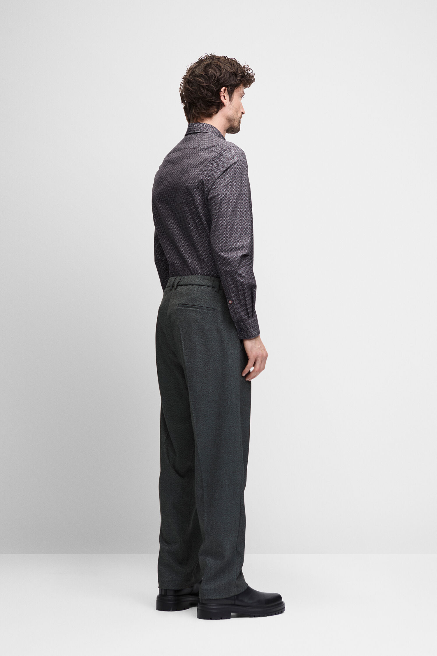 Hemd, Button-down, Langarm, Fein gemustert, Wollhose