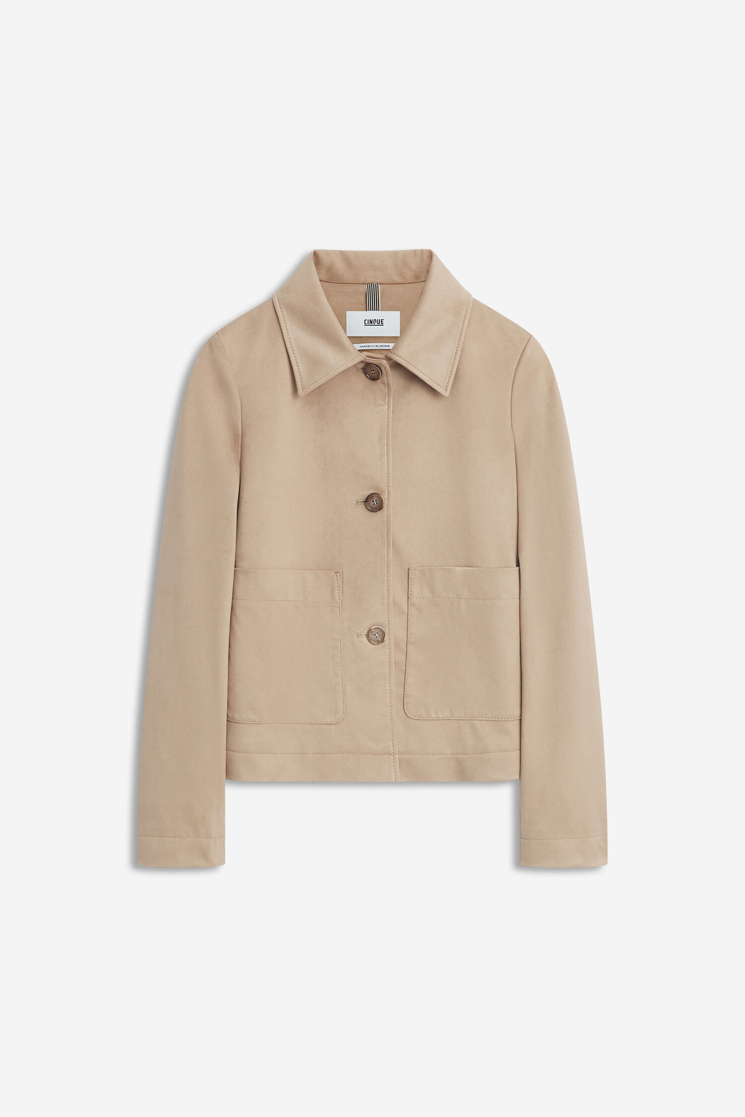 Mantel, Jacke, Langarm, Leinen, Khaki