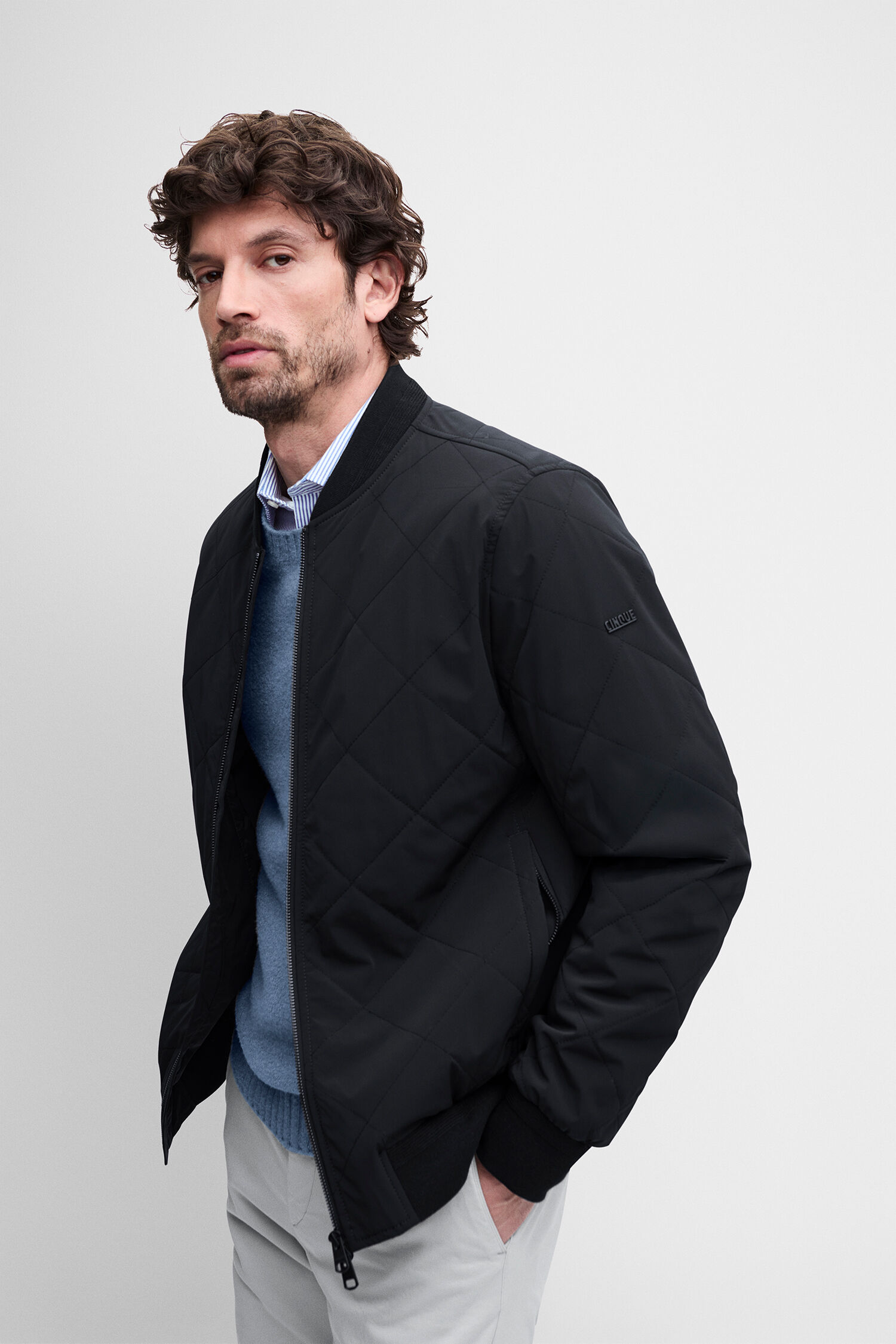 Jacke, Steppjacke, Schwarz, Bomberjacke, Reißverschluss