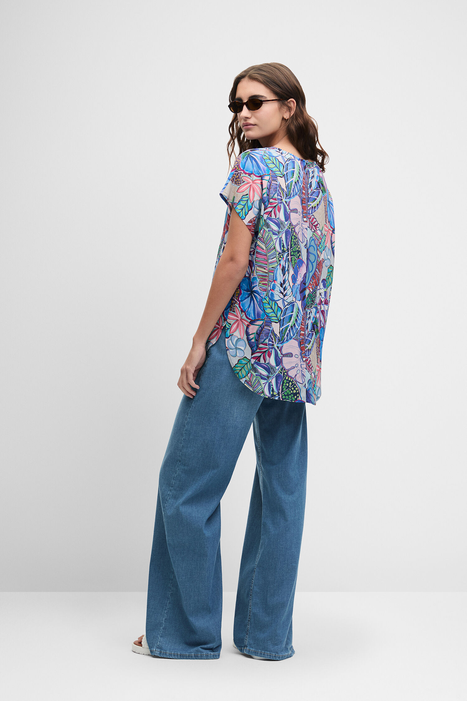Bluse, Tropicalmuster, Kurzarm, Vielseitige Oberteil, lockere Passform
