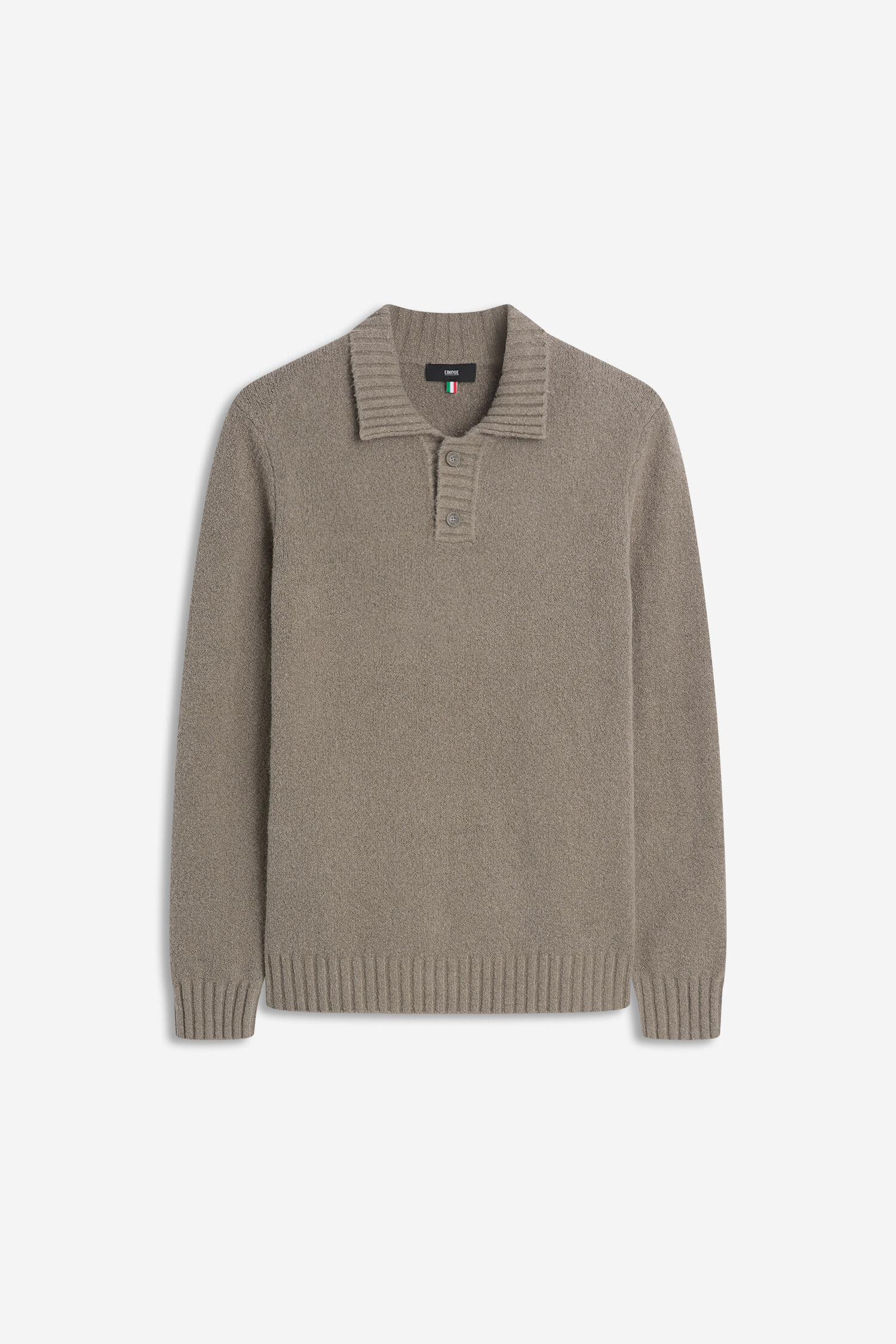 Pullover, Polo-Kragen, Wolle? Kaschmir?, Grau, Langarm