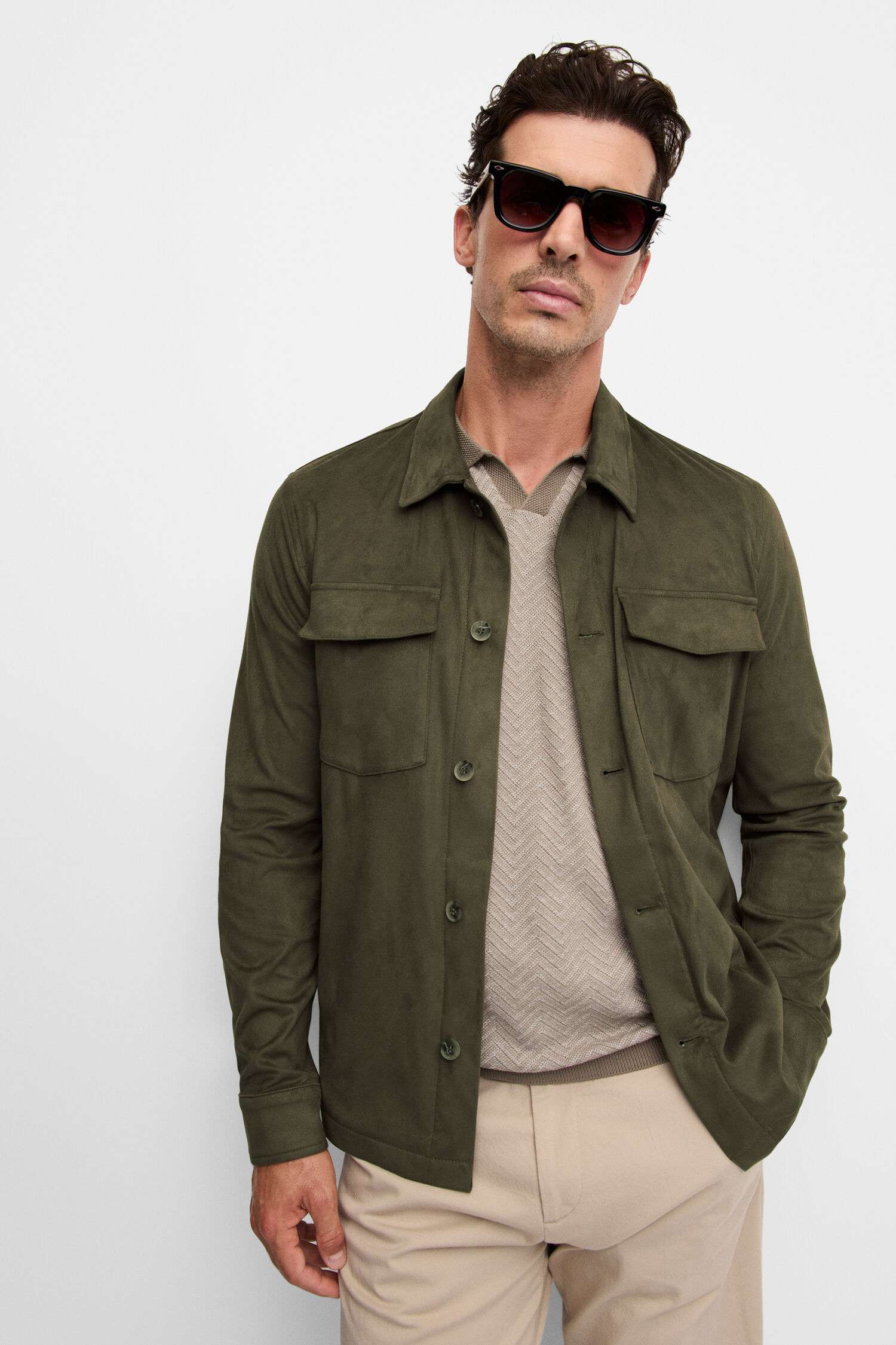 Mantel, Jacke, Sonnenbrille, Blazer, Hemd, Mantel, Jacke, Sonnenbrille, Langarm, Hemd - grün