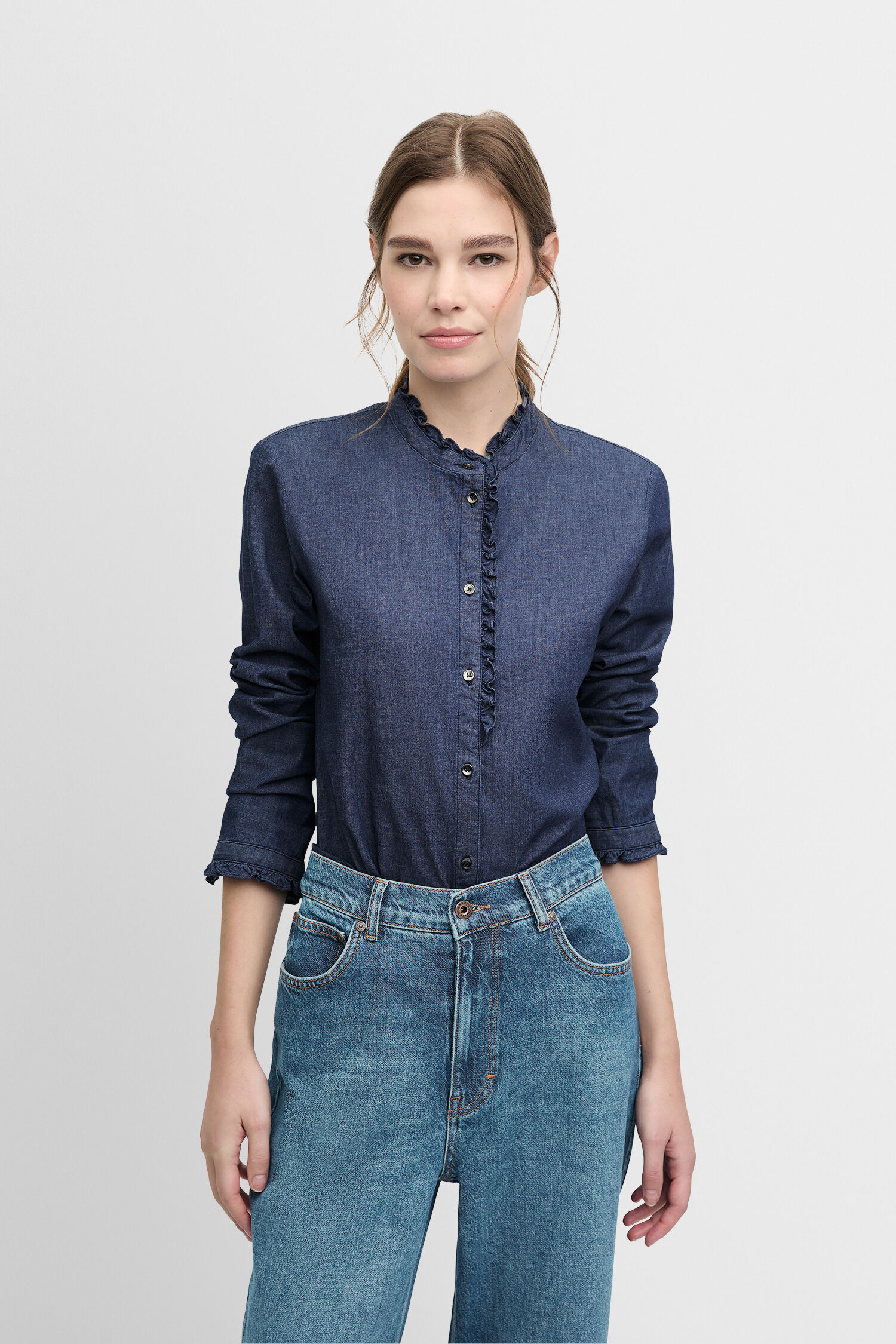 Hosen, Jeanshose, Bluse, Hemd, Person