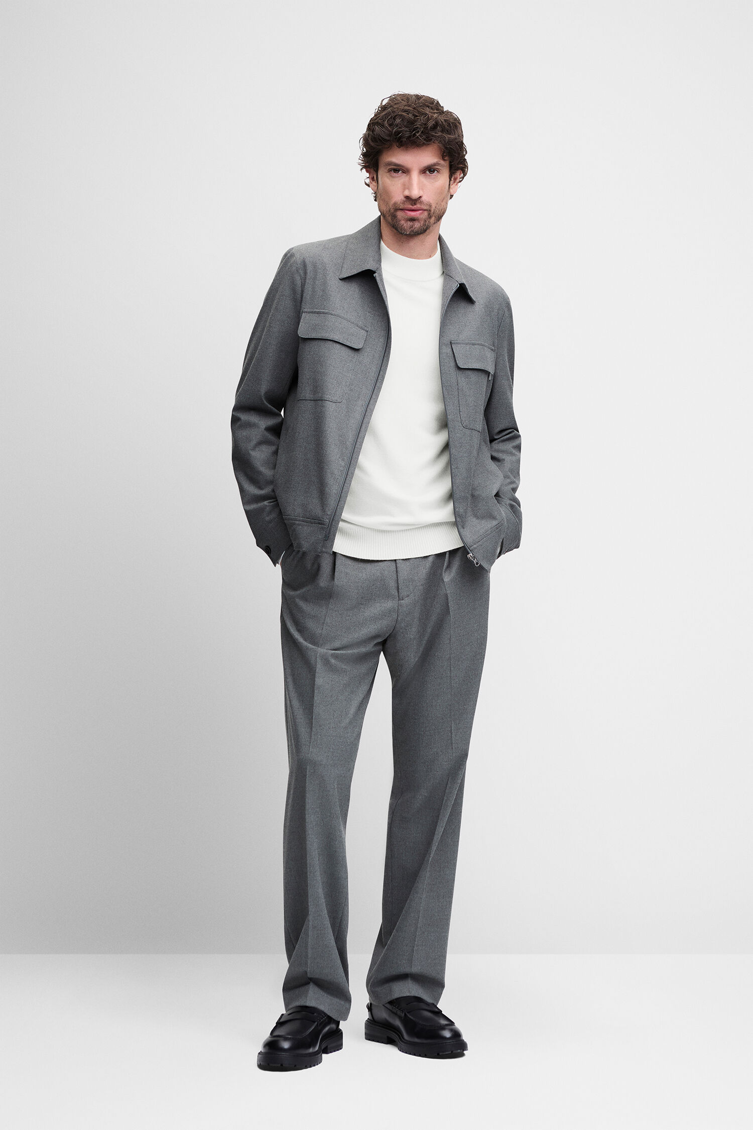Mantel, Jacke, Pullover, Grau, Hose