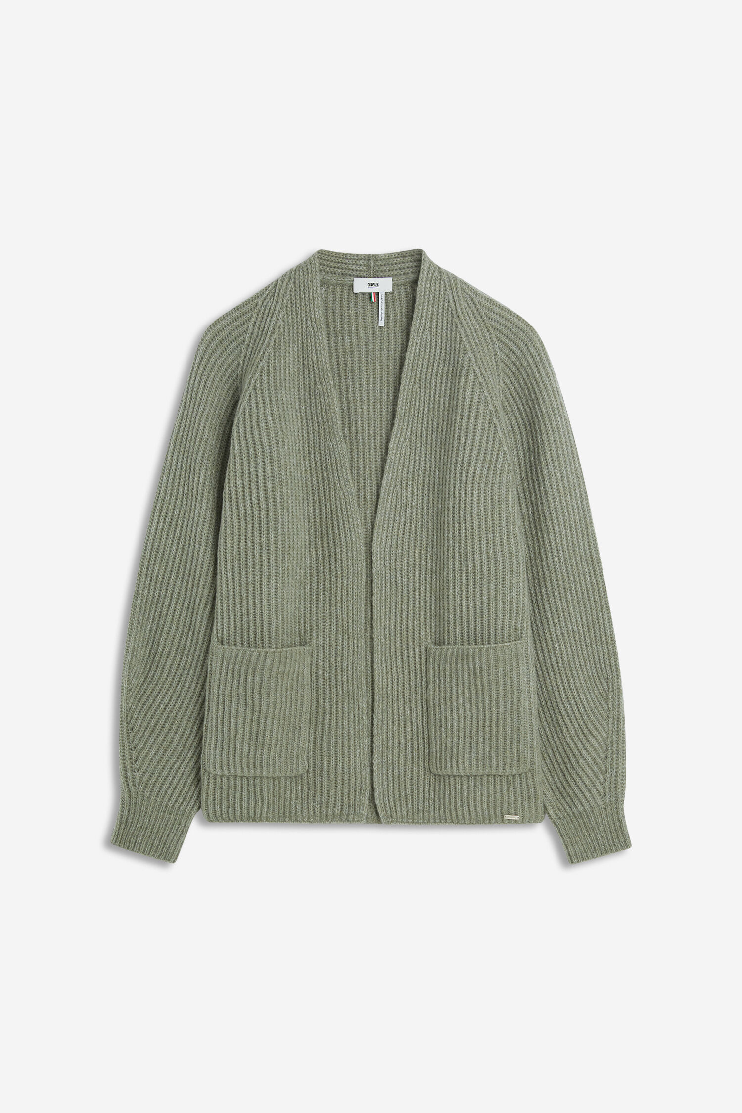 Kardigan, Weste, Strickjacke, Pakettaschen, Olivgrün