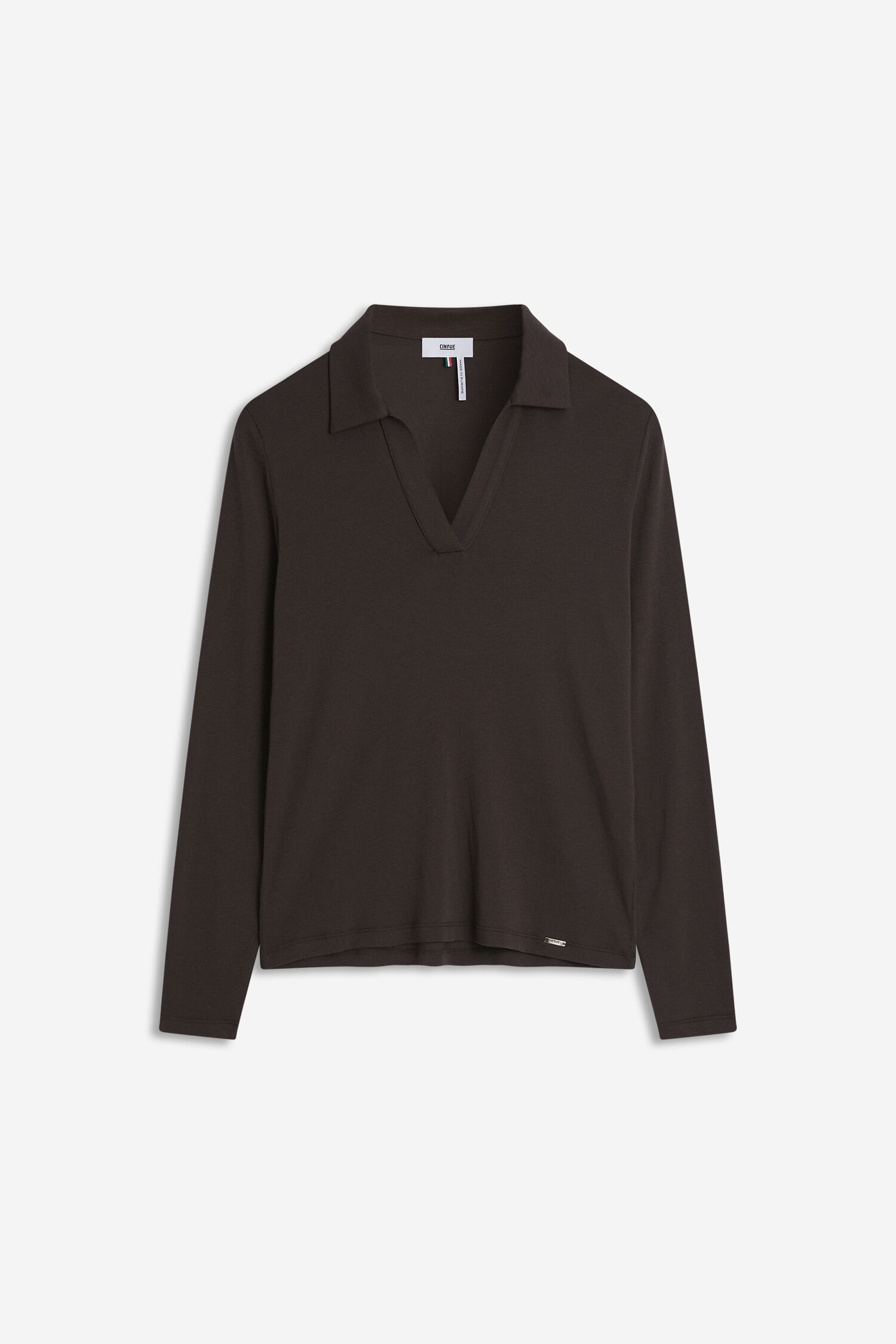 pullover, langarm, braun, Kragen, V-Ausschnitt