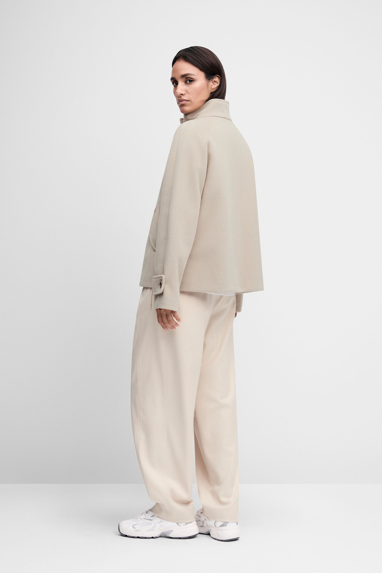 Mantel, Beige, Kragen, Gürtel, Oversized