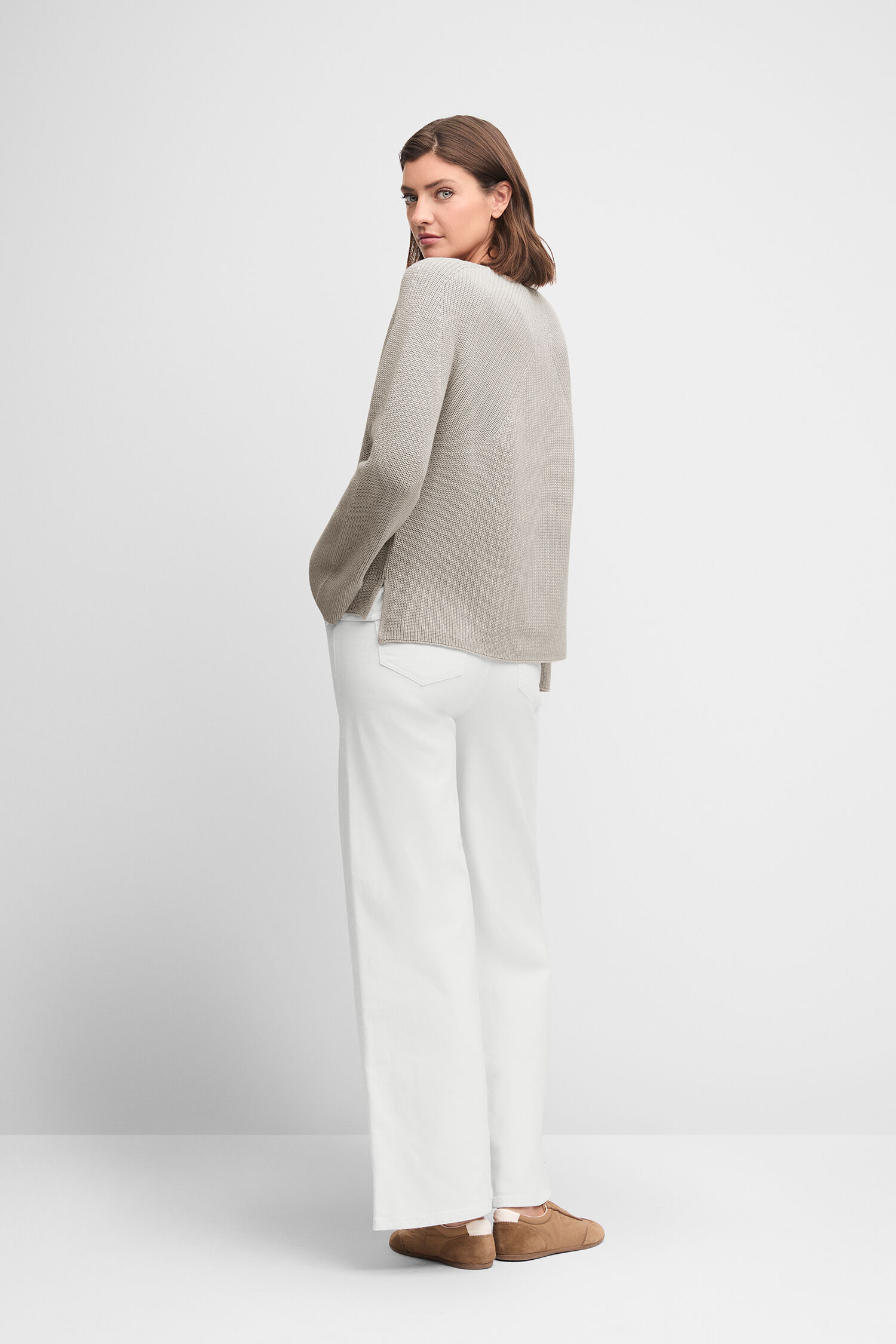 Leinen, Langarm, Pullover, Mantel, Person