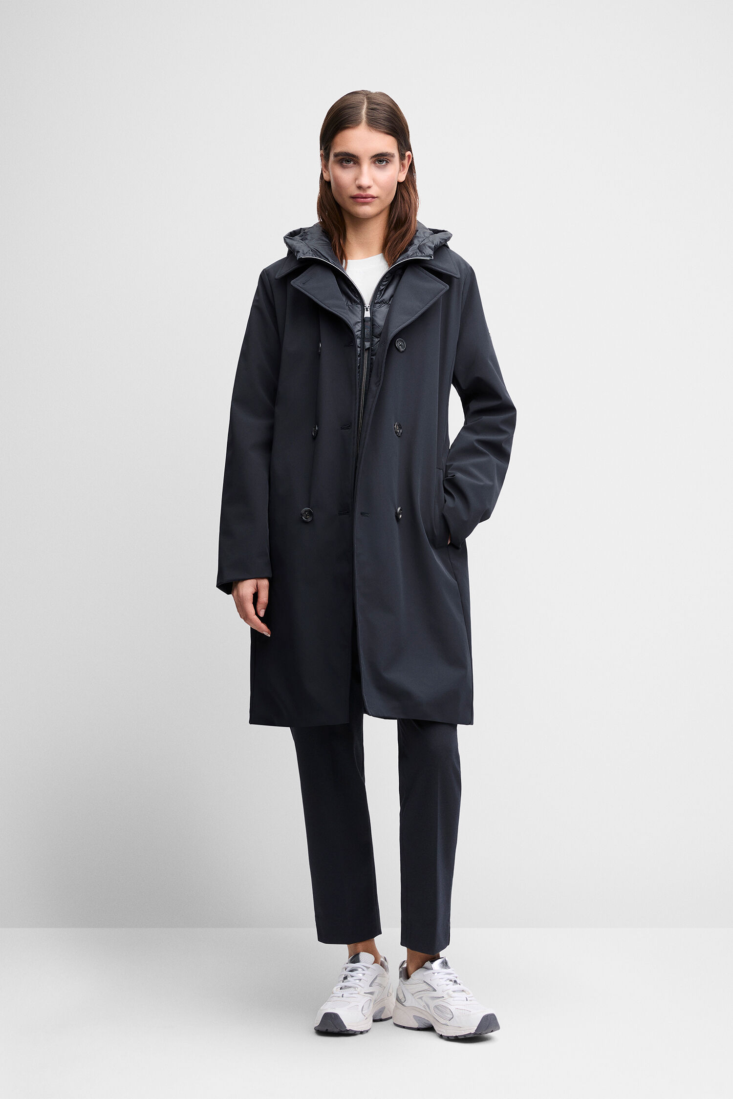Mantel, Dunkelblau, Herren/Unisex, Regenmantel, Knöpfe