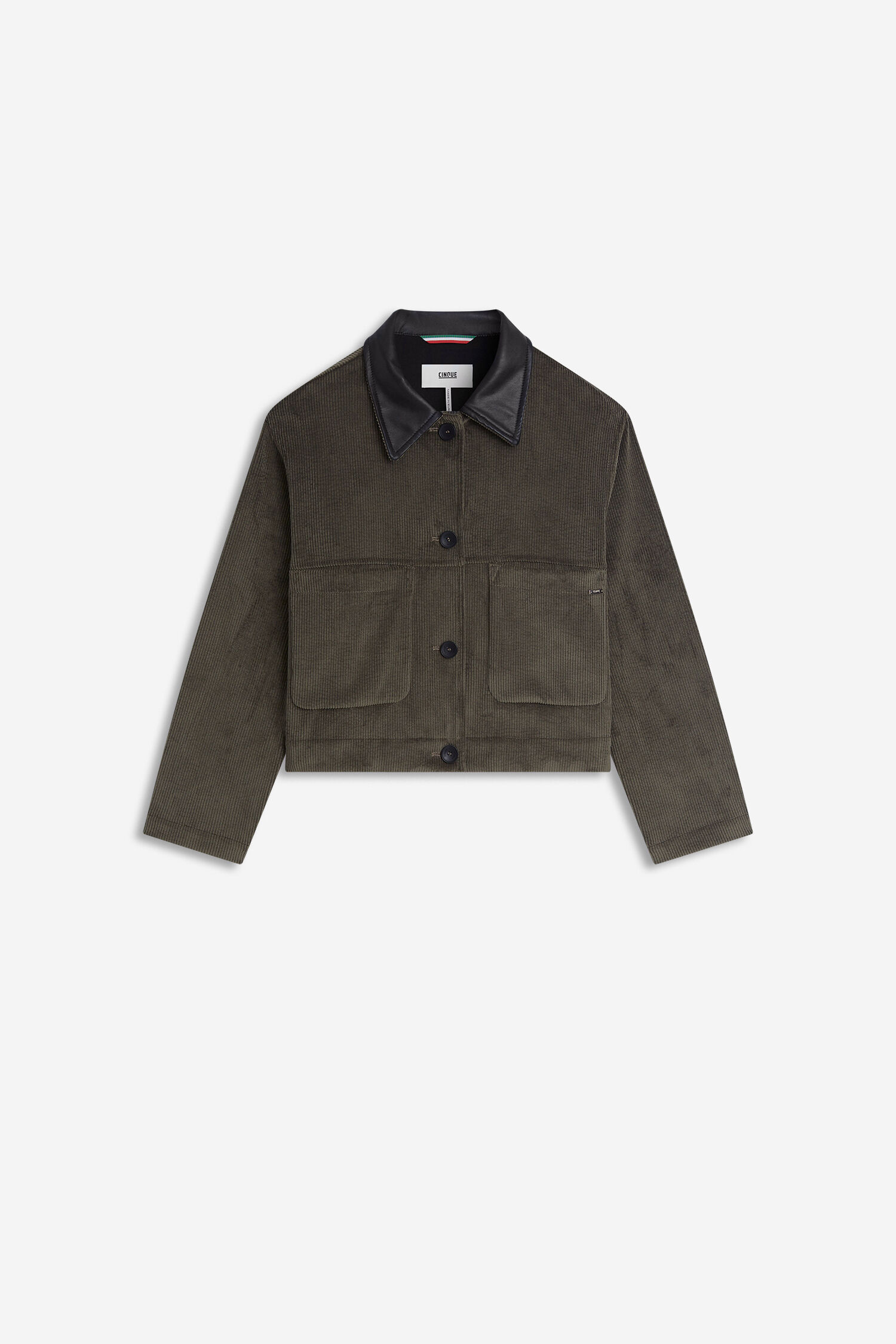 Corduroy jacket, Olive green, Back pocket, Button front, Collar