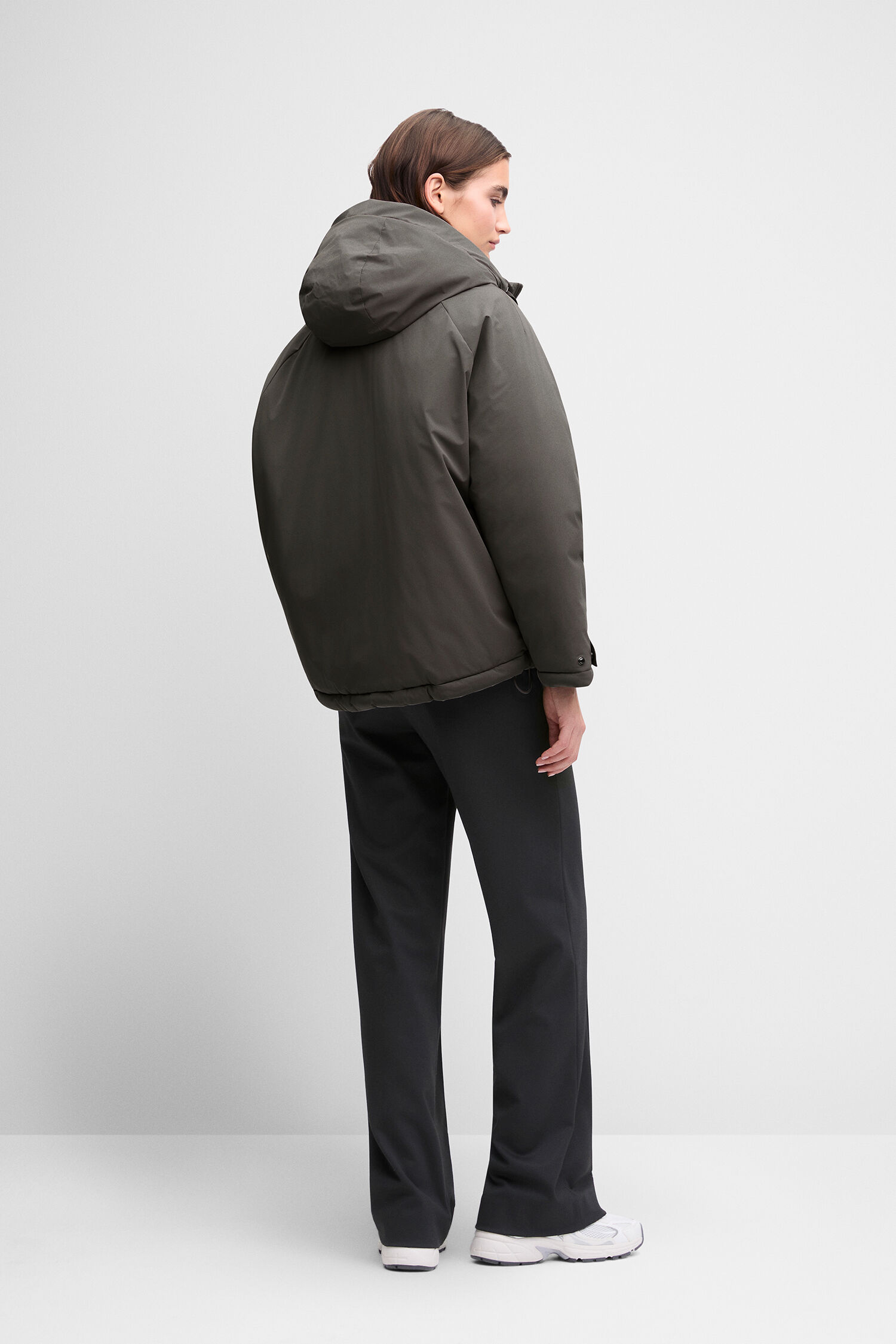 Puffer-Jacke, Kapuze, Olivgrün, Oversized, Winter outerwear