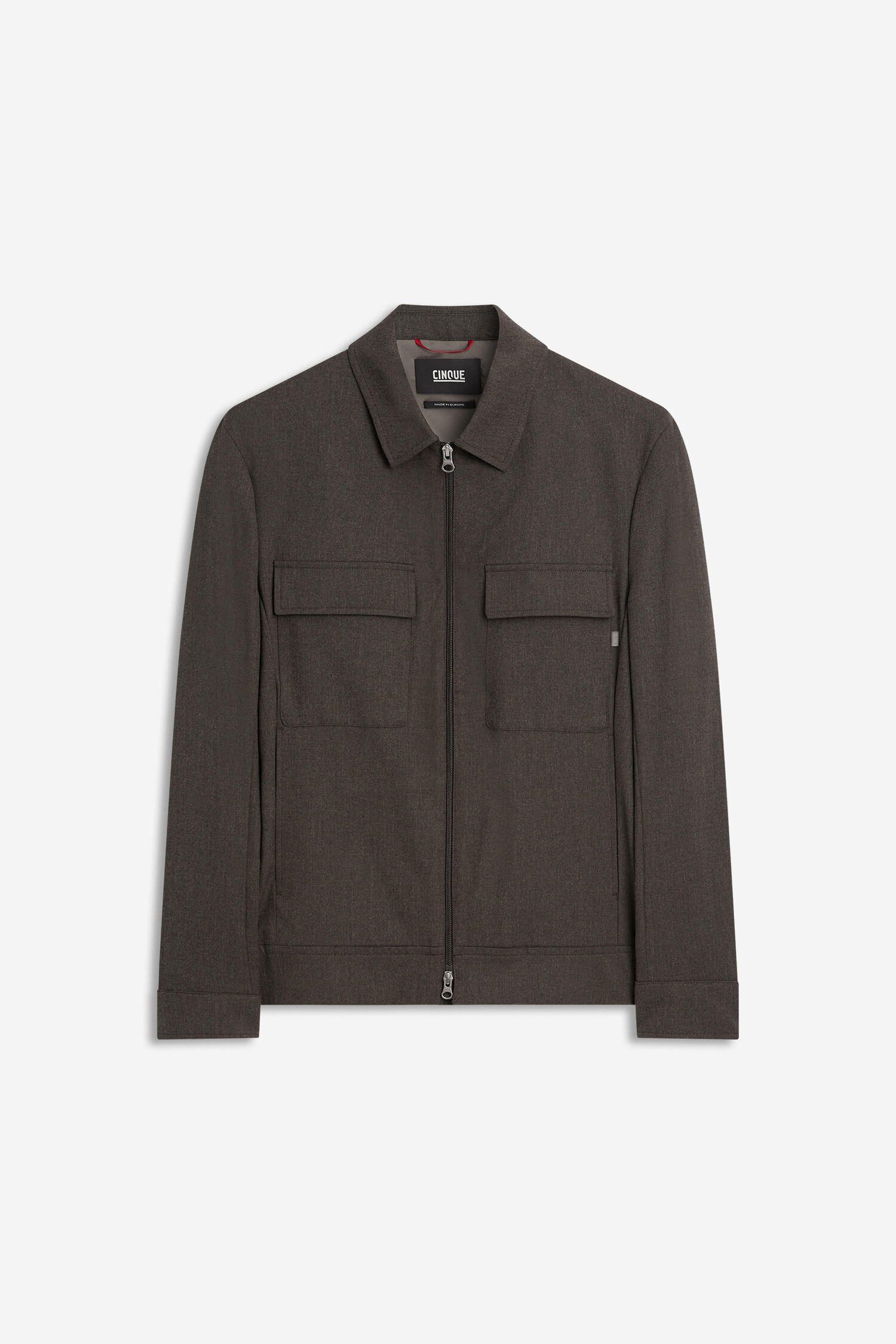Herrenjacke, Reißverschluss, Brusttaschen, Dunkelbraun, Kragen