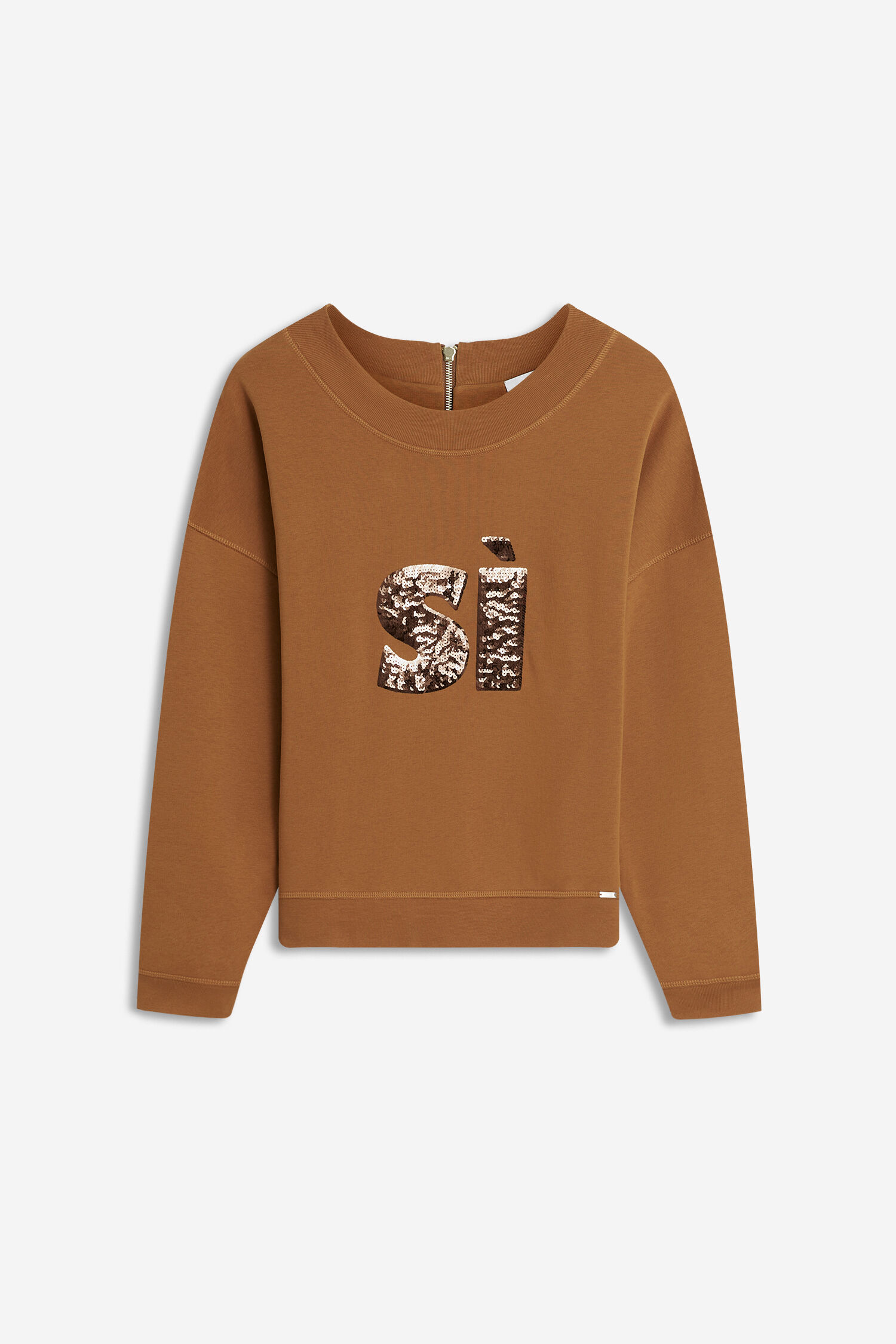 crewneck, braun, Sweatshirt, Sequined Logo, Langarmshirt