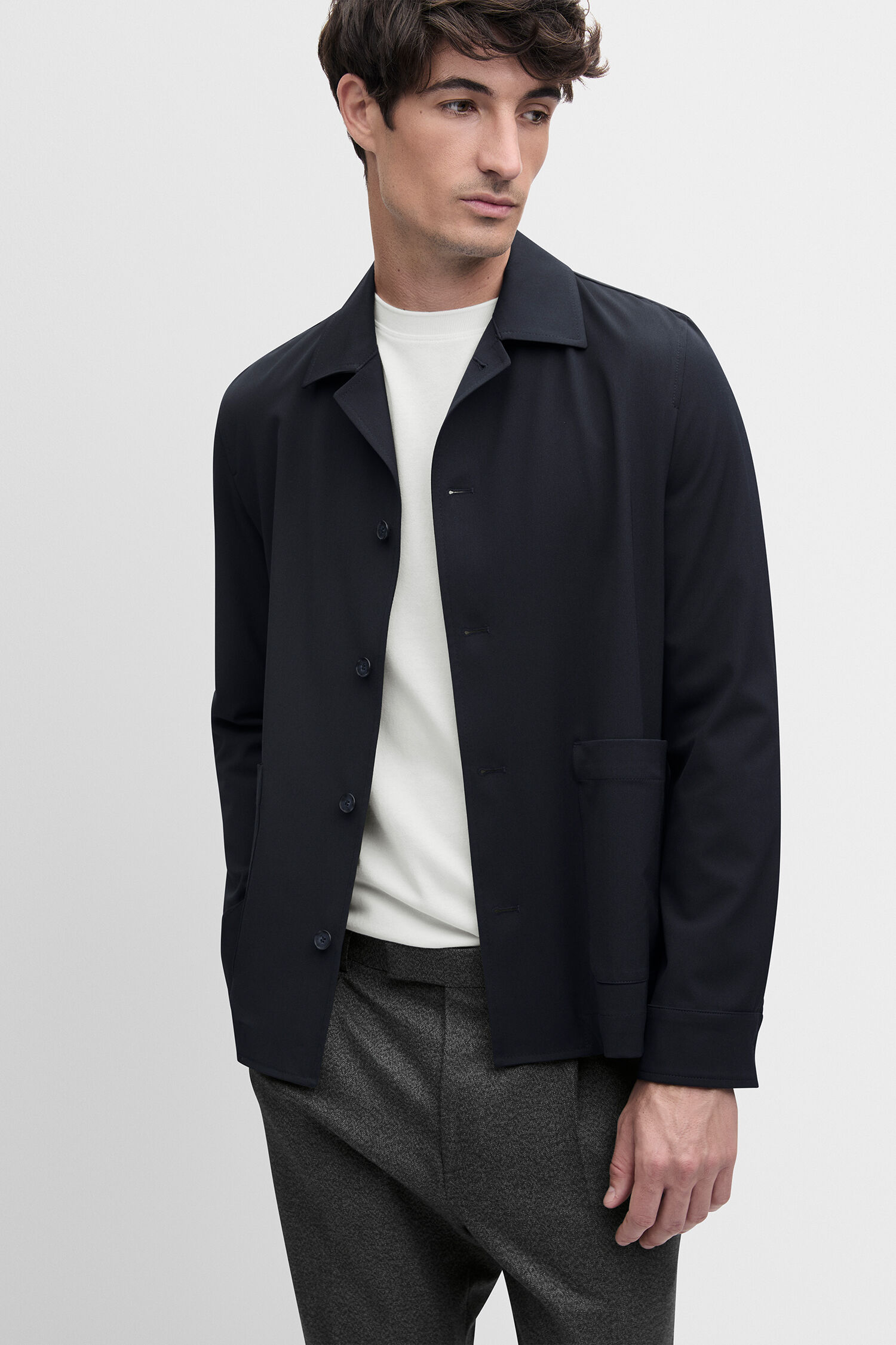 Nachtblau jacket, Kragenjacke, Knopfjacke, Lange Ärmel, Taschen