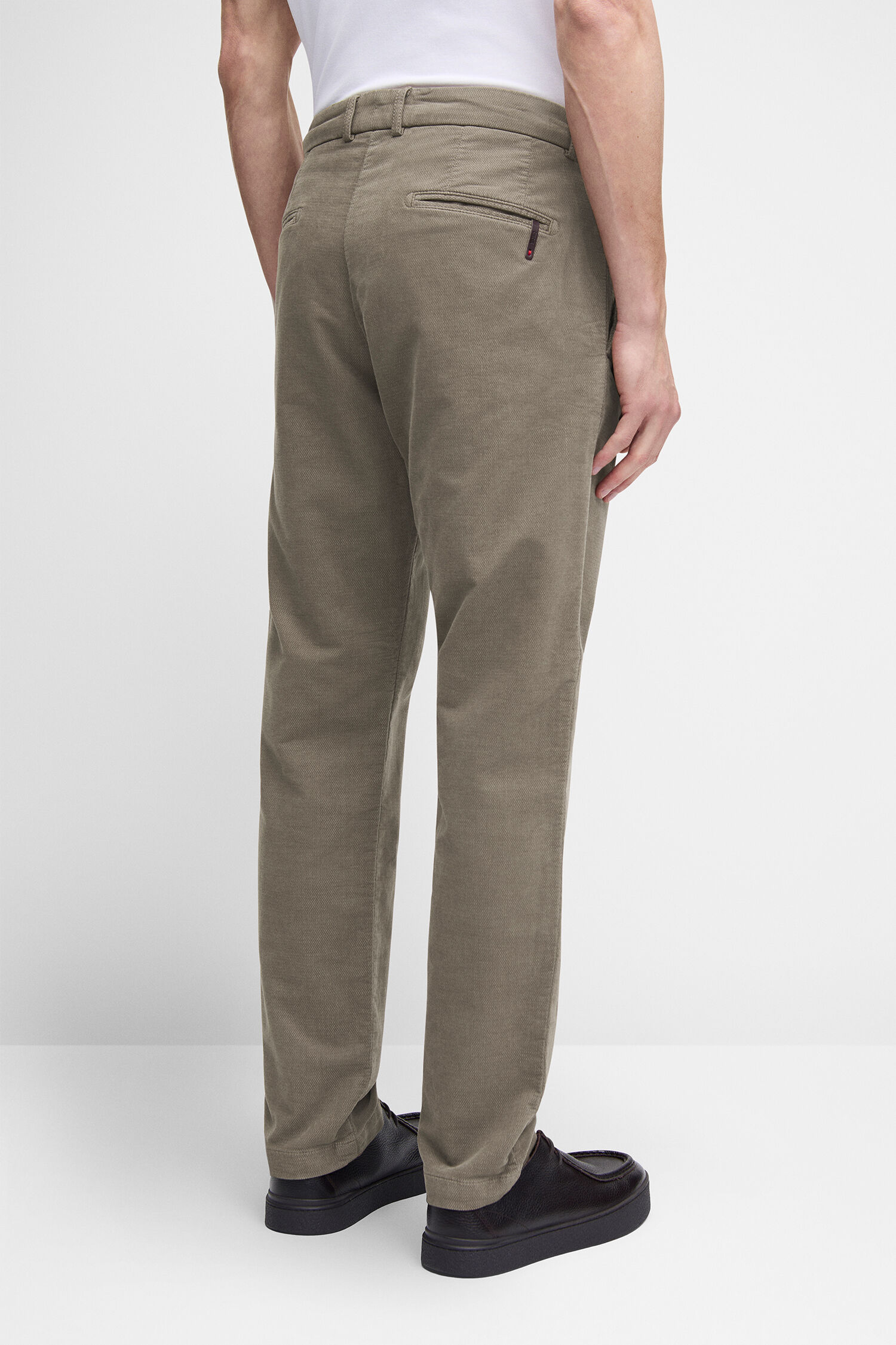 chinos, beige pants, slim fit, pocket zip, back welt pocket