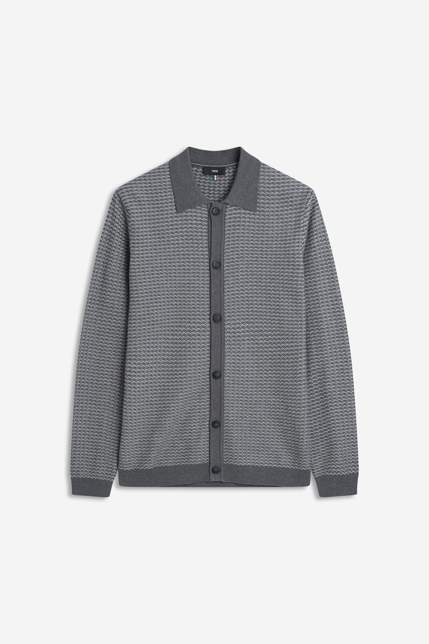 cardigan, knit, Button-up?, gray, patterned cardigan