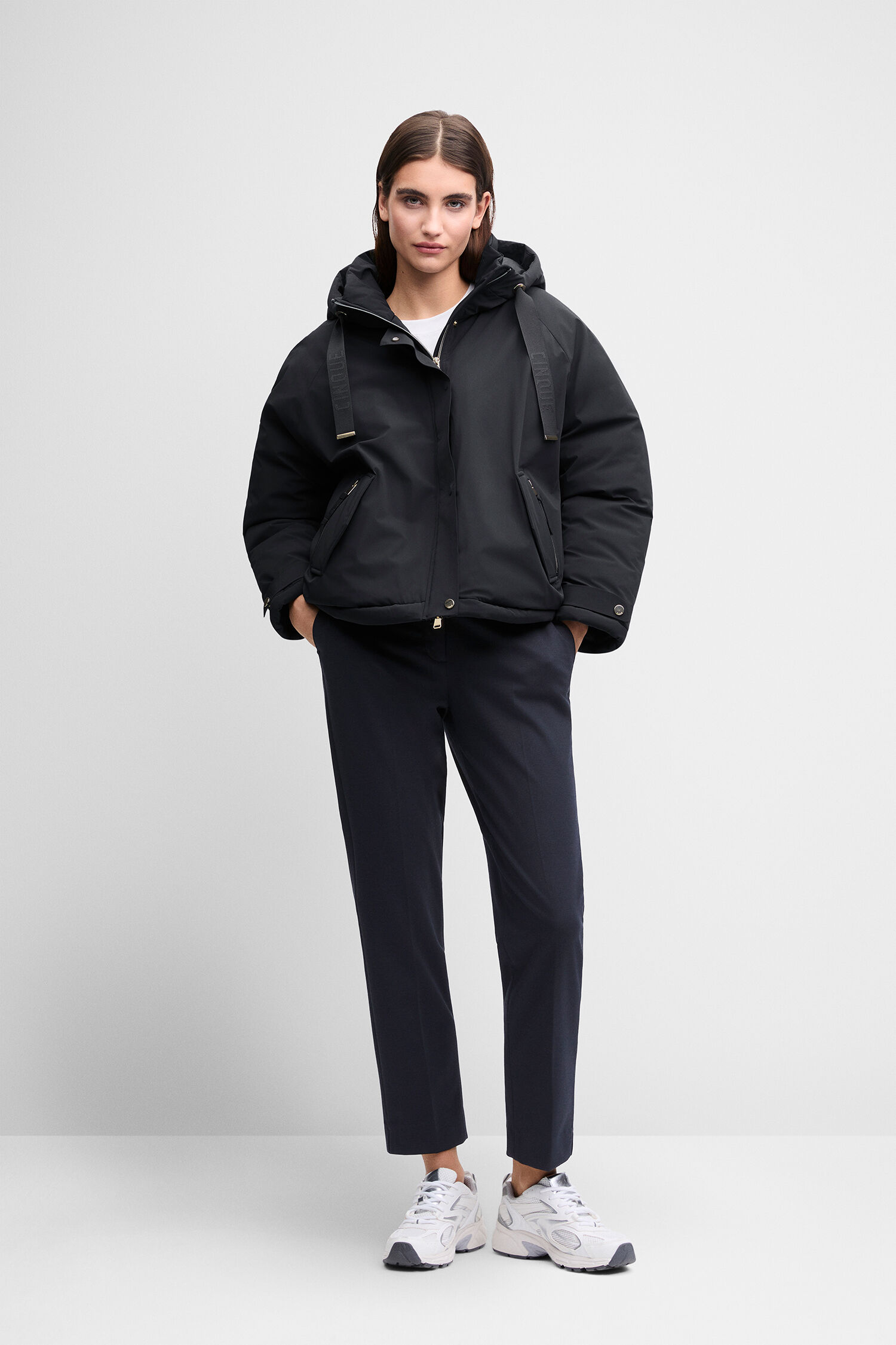 Duffle Jacket, Puffer Jacket, Black Jacket, Hooded Coat, Zippered Pockets