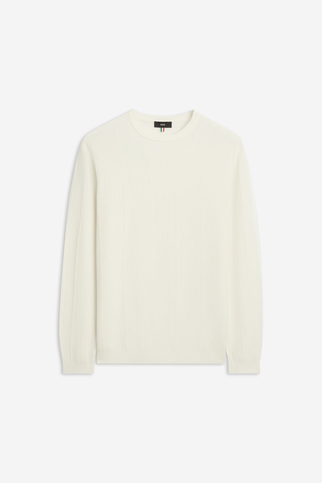 Pullover, Rundhals, Strick, Creme, Langarm