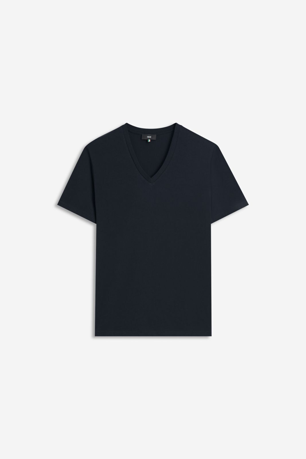 V-Ausschnitt, T-Shirt, Kurzarm, Baumwolle, Dunkelblau