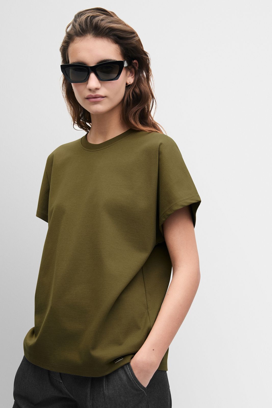 T-Shirt, Olive, Kurzarm, Rundhals, Casual