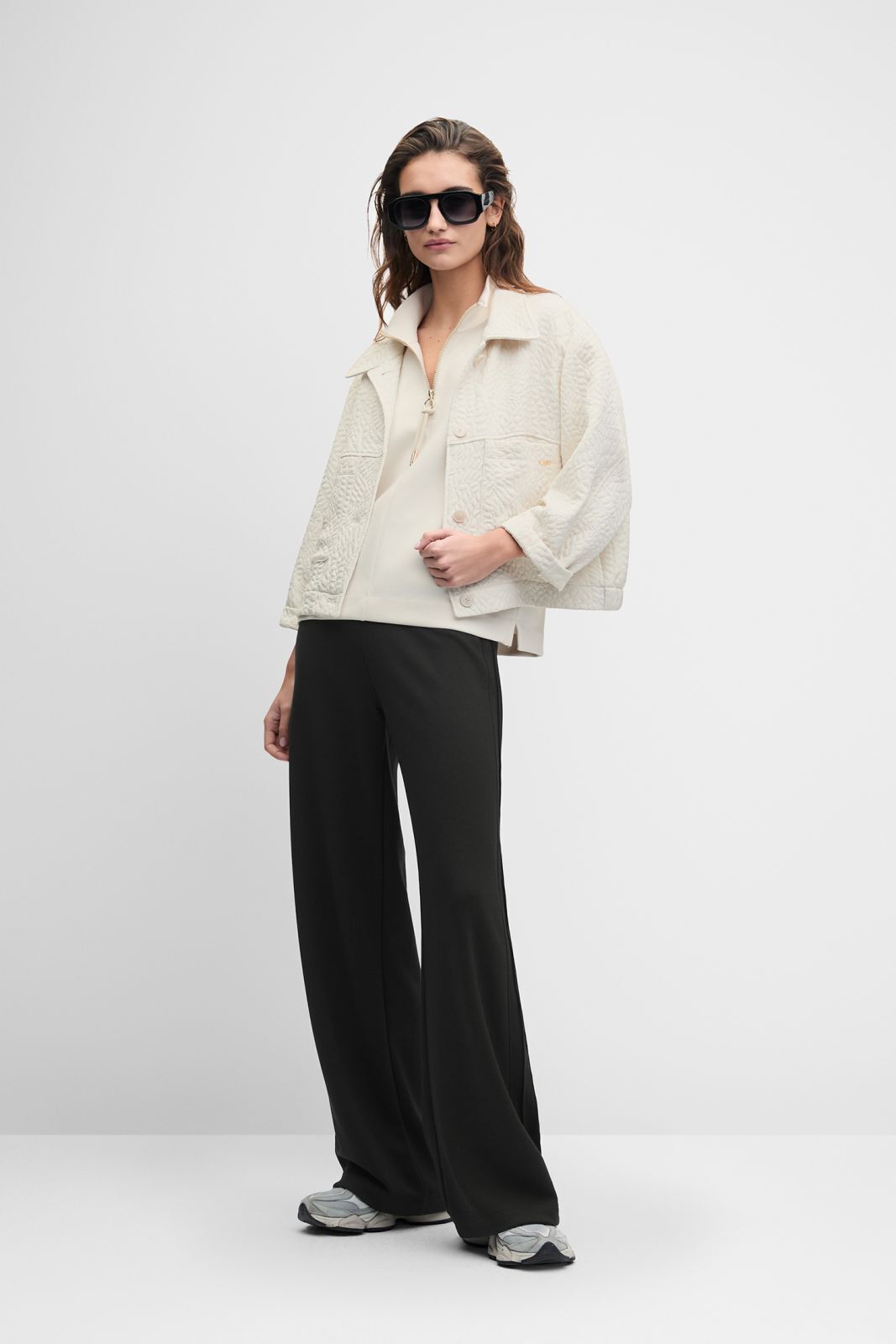 jacke, quilted, creme, oversized, zipper