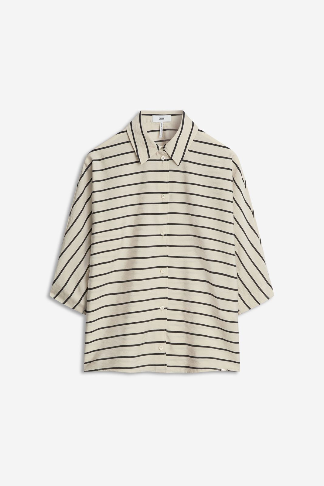 Hemd, Streifen, Luftig, Beige, Knopfleiste