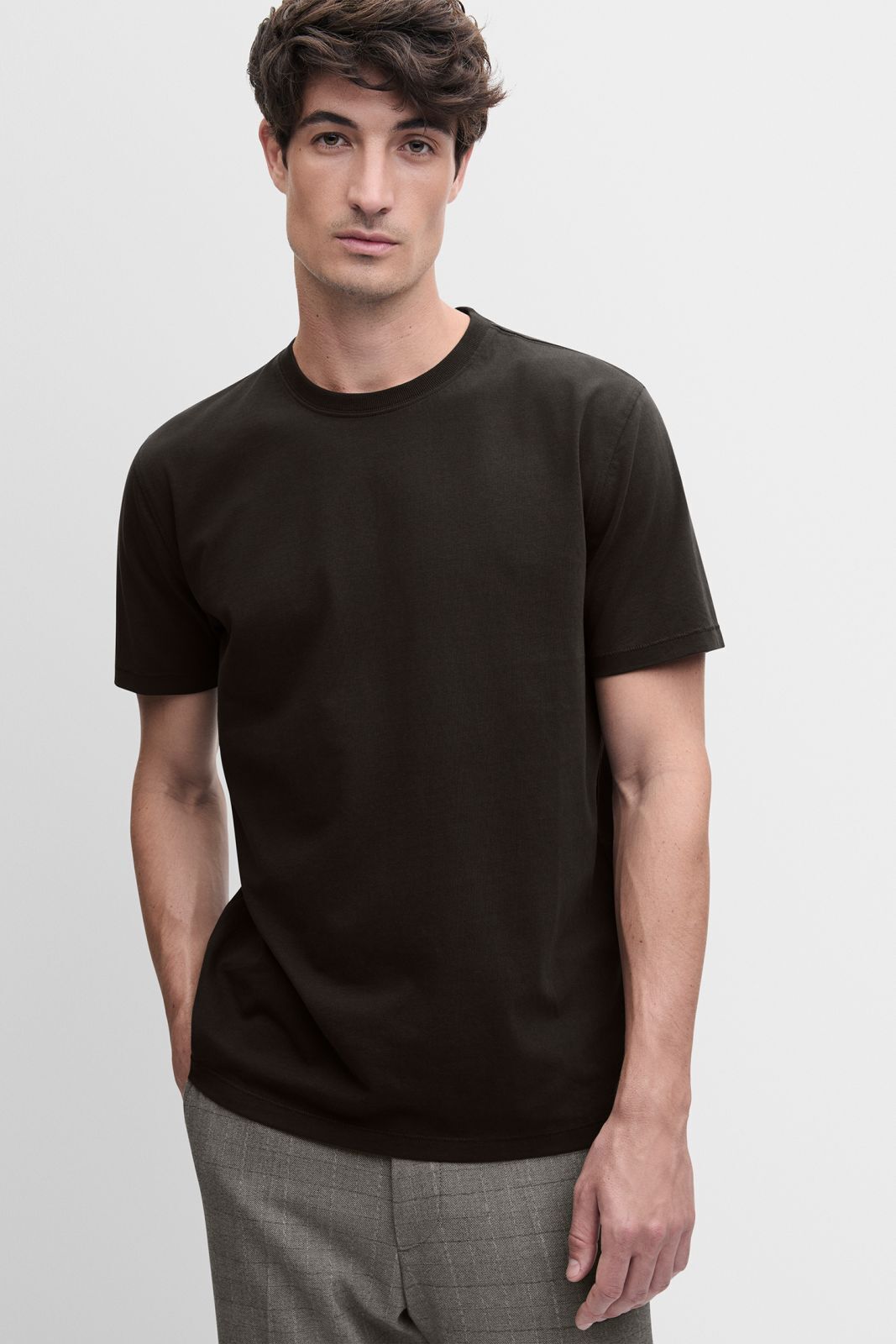 T-Shirt, Kurzarm, Schwarz, Rundhals, Baumwolle